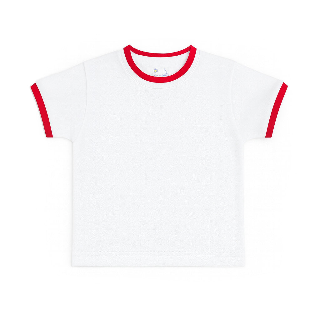 White T-Shirt With Red Tipping