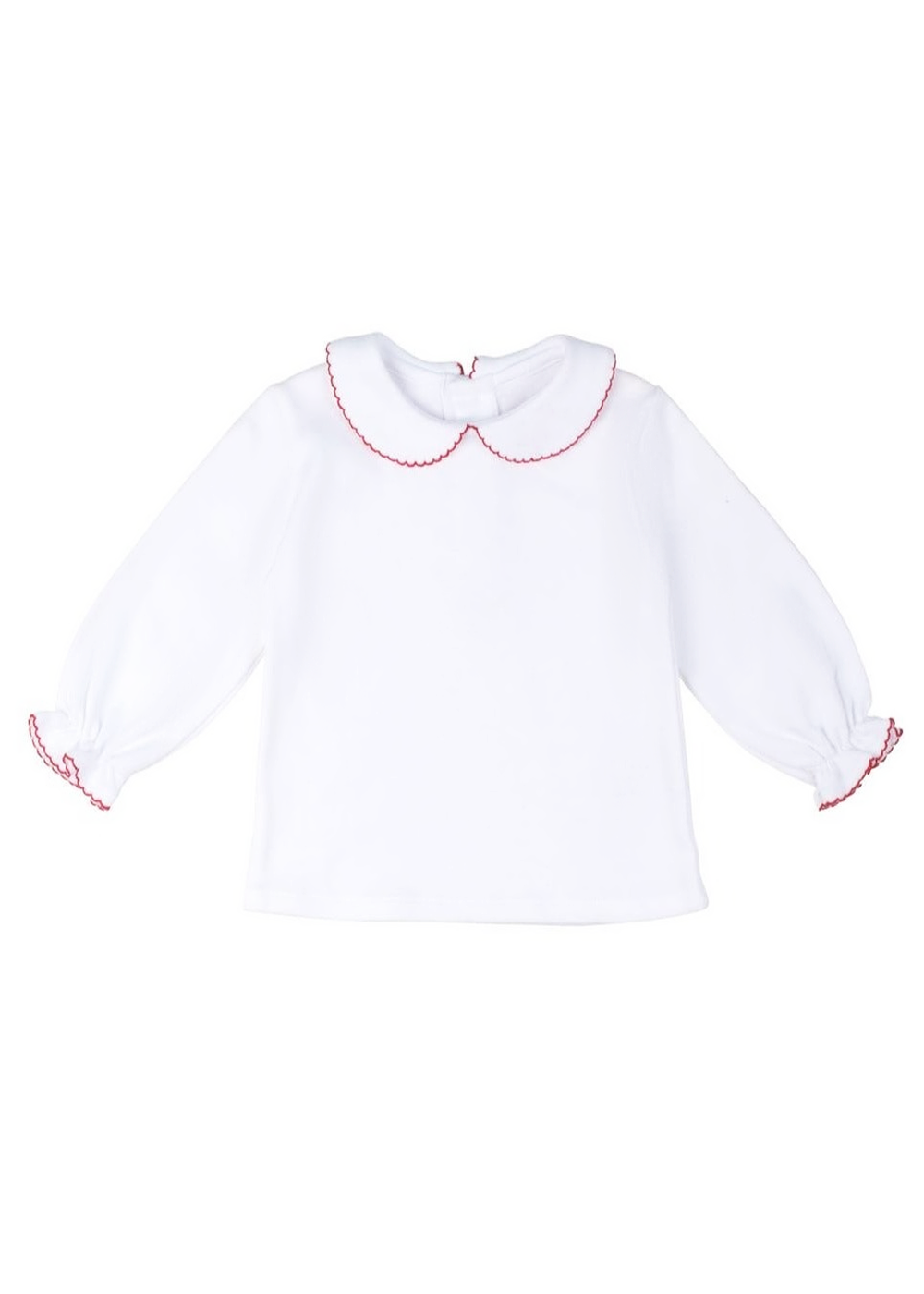 Knit Long Sleeve Blouse With Red Picot
