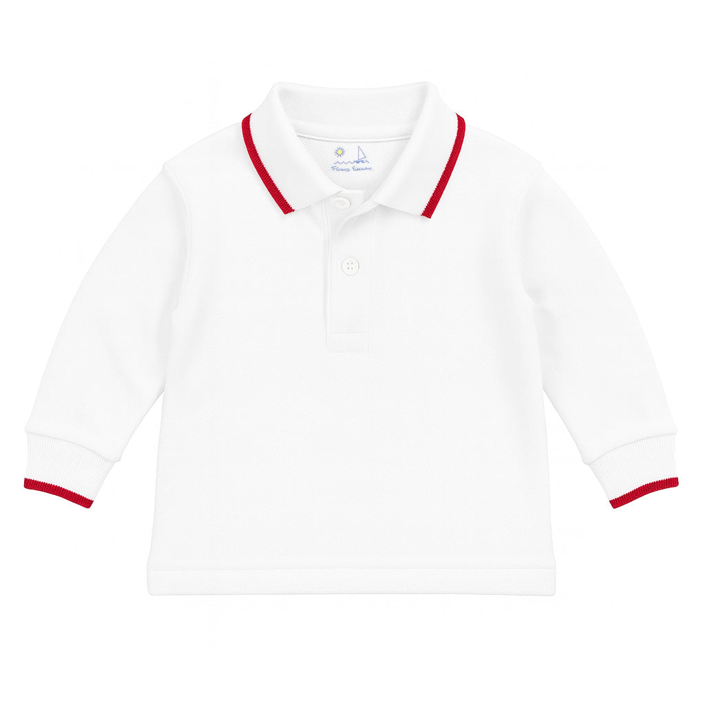 Long Sleeve Polo With Red Tipping