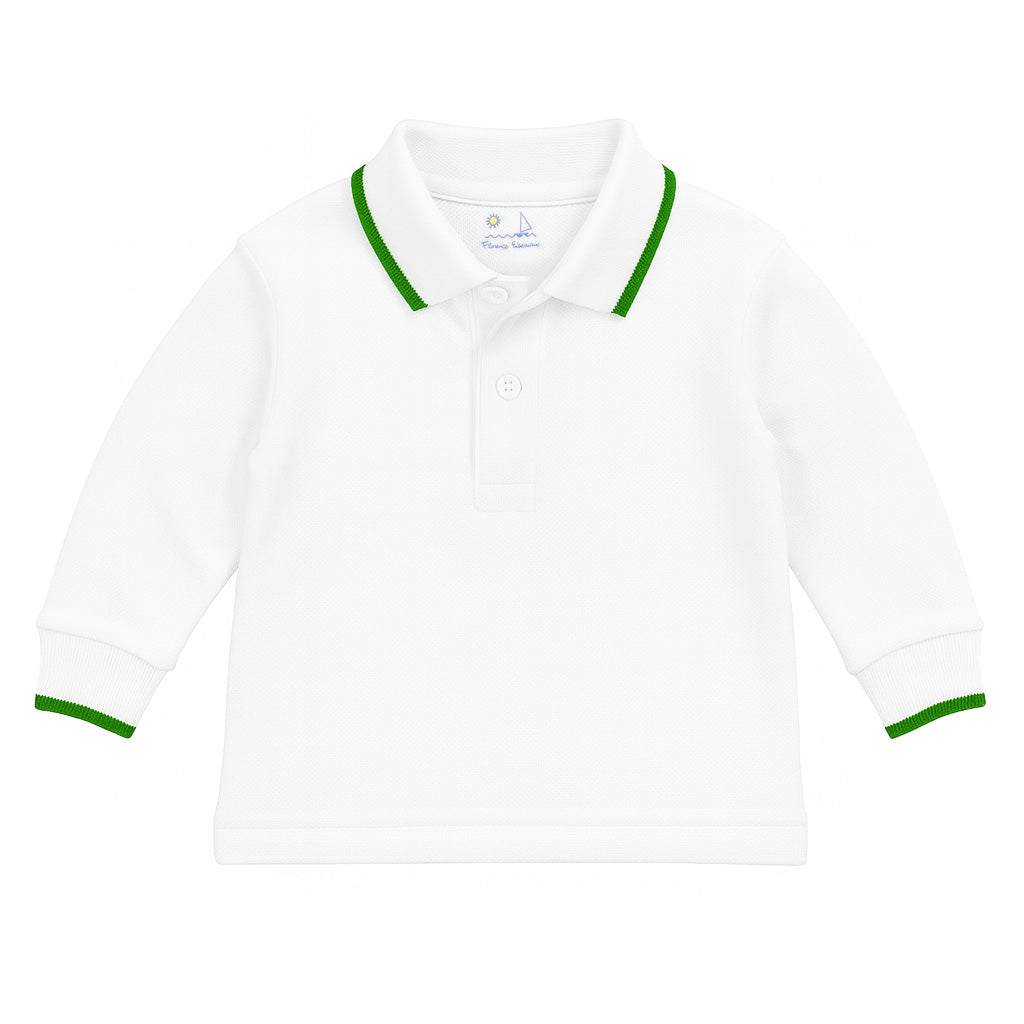 Long Sleeve Polo With Green Tipping