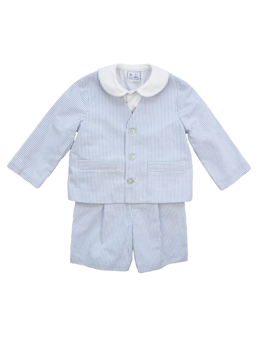 ★E.B.M★ Single two-button short-sleeved jacket EMP5WJK010 Seersucker Jacket and Short with Woven Short Sleeve Shirt