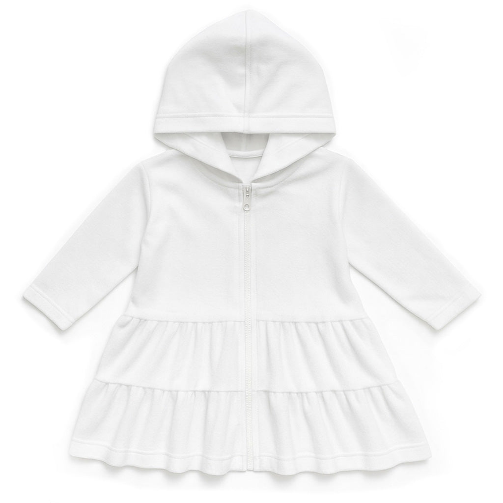 White Hooded Coverup with Tiers