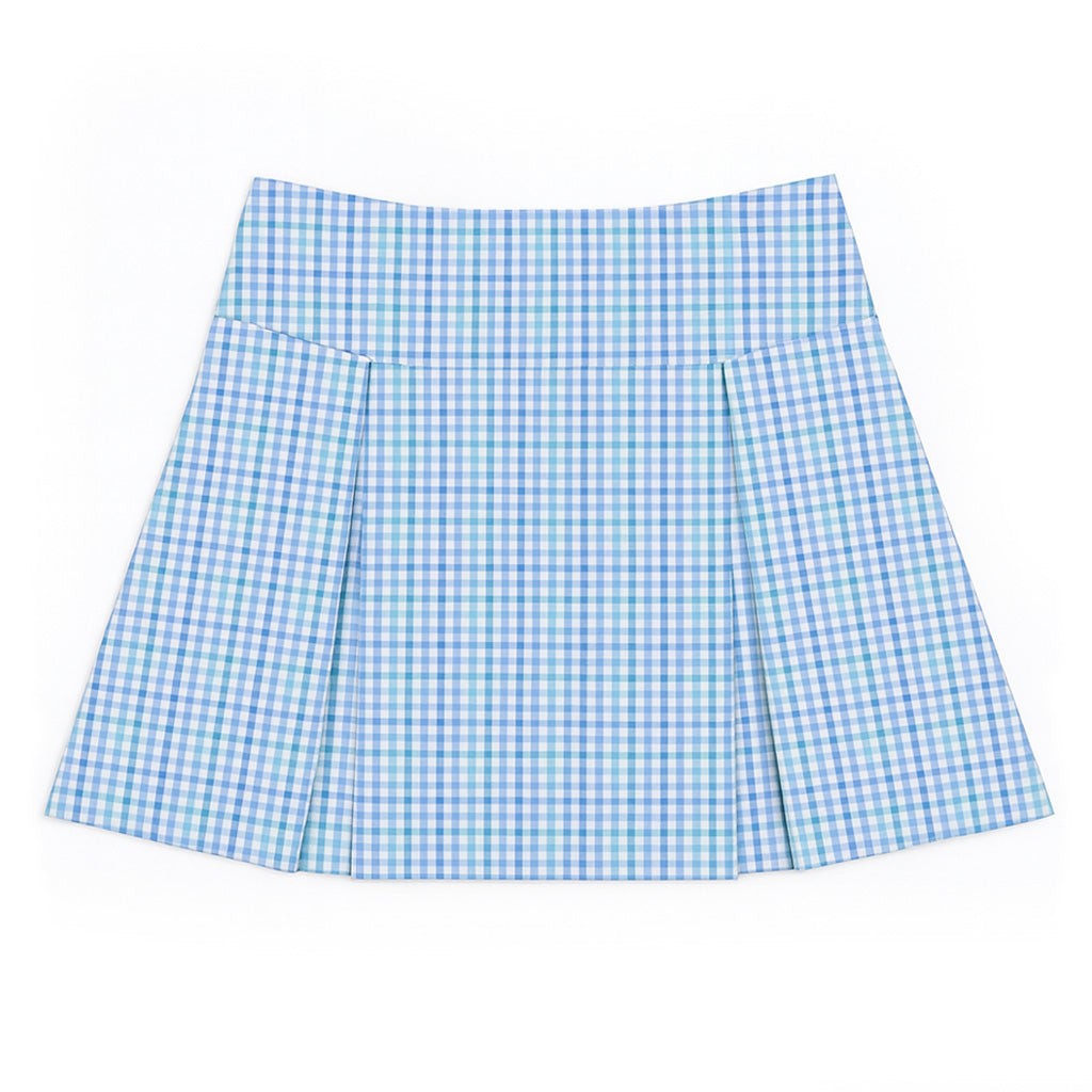Plaid Seersucker Pleated Skirt