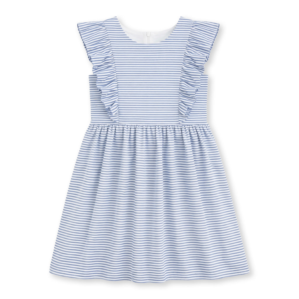 Stripe Seersucker Ruffle Dress