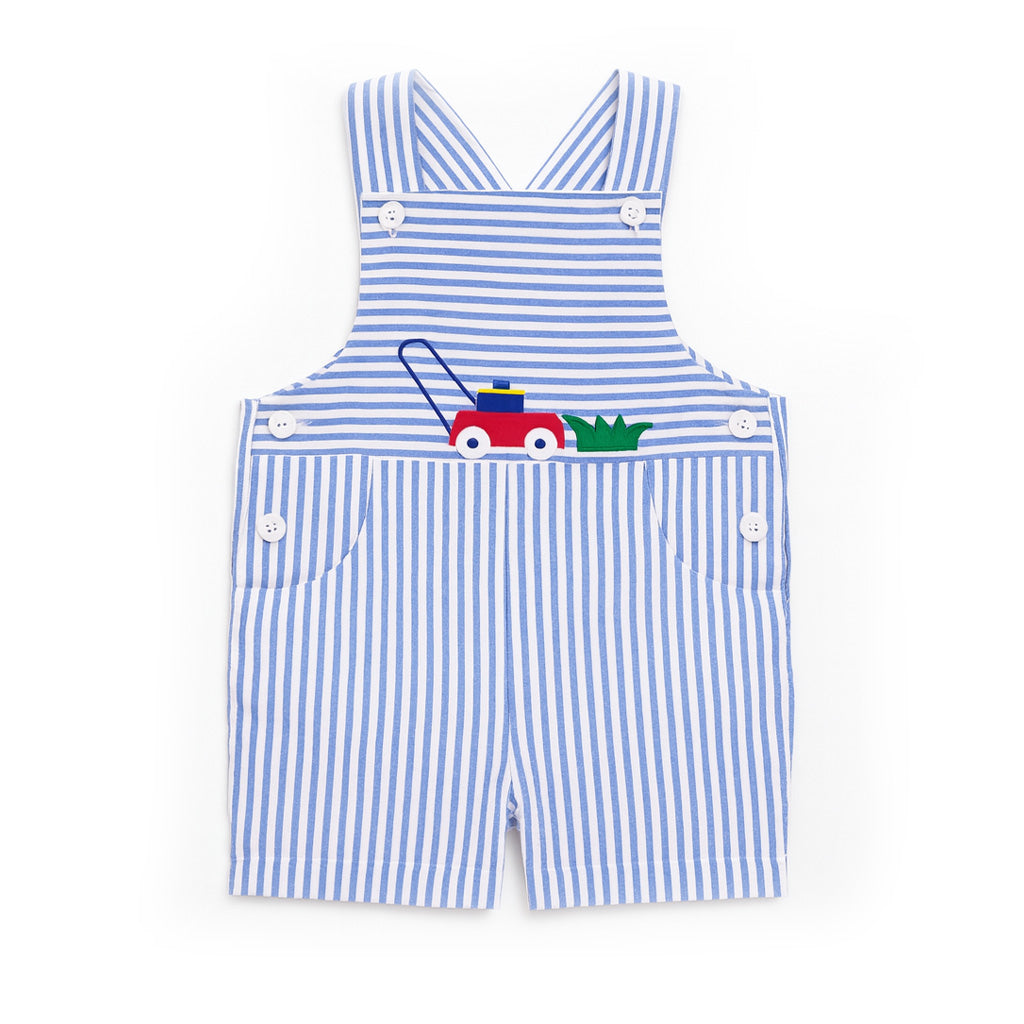 Stripe Seersucker Shortall With Lawn Mower