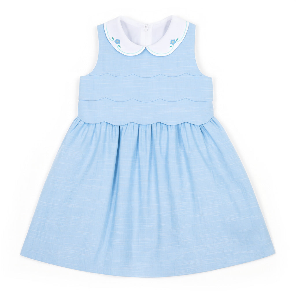 light blue dress white collar Linen Look With Embroidered Pale Blue wedding dress evening look Unique Vintage Black Strapless Size:XS(35-47.5kg; 150-155cm)