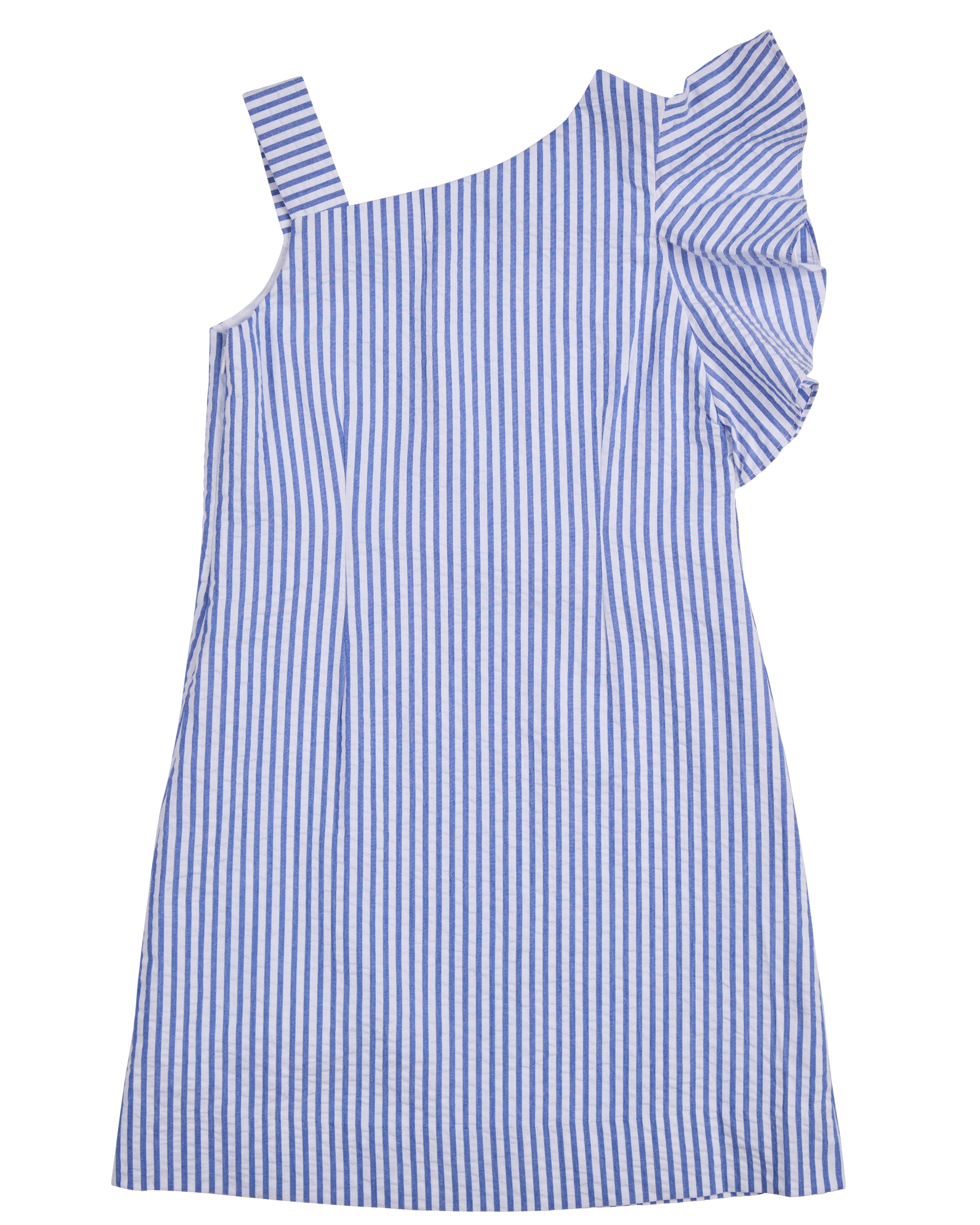 back view Seersucker Flutter Sleeve Dress