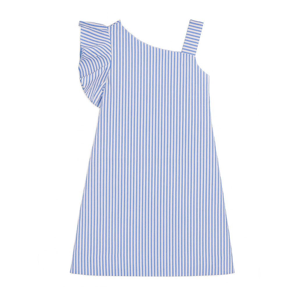 Seersucker Flutter Sleeve Dress