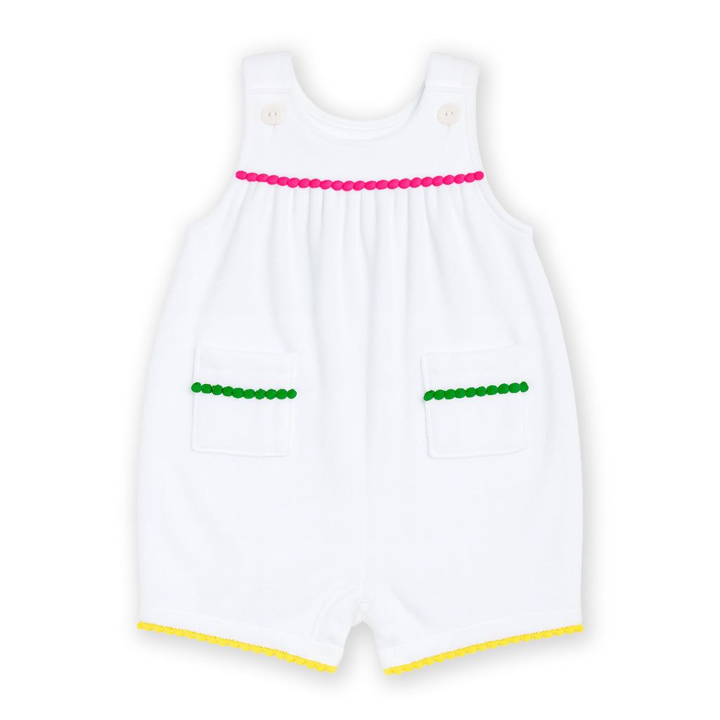 Terry Romper With Pom Poms