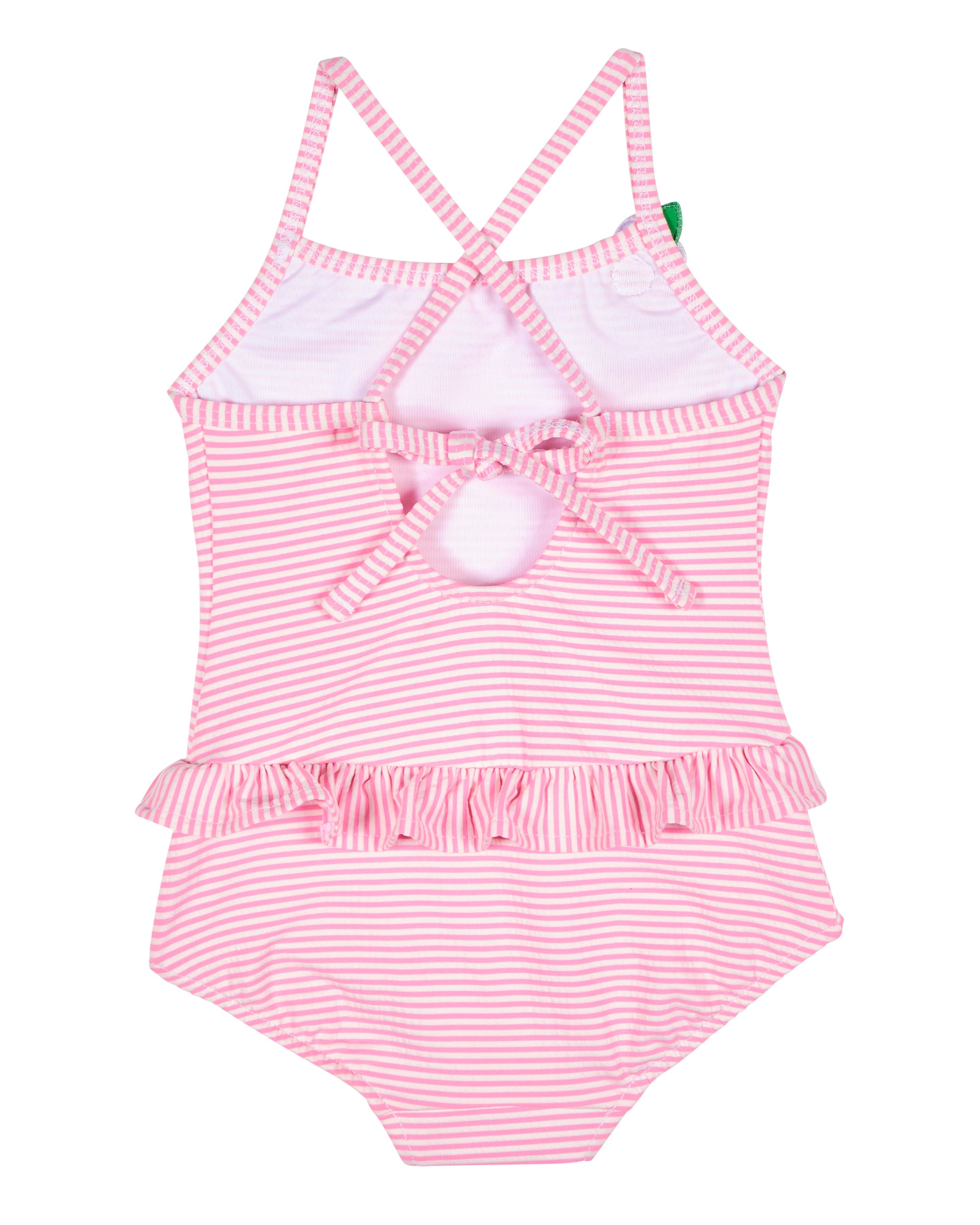 Stripe Seersucker Swimsuit with Flower