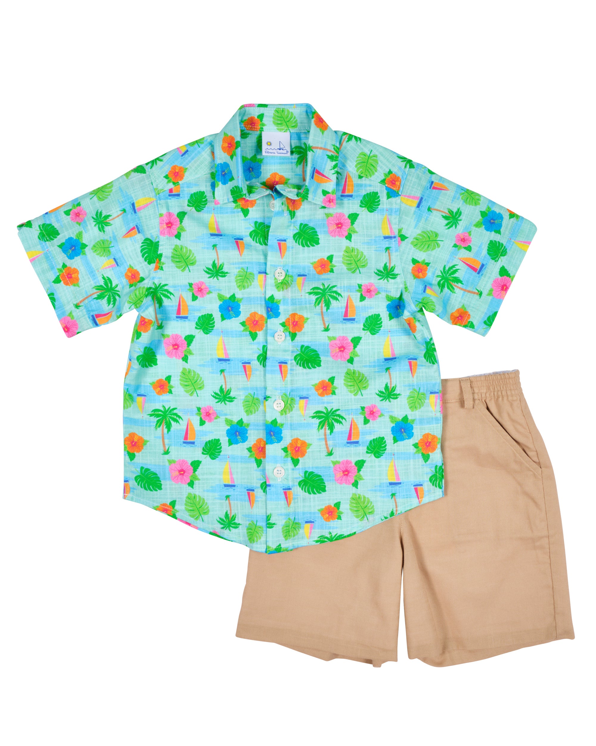 Printed Linen Look Camp Shirt