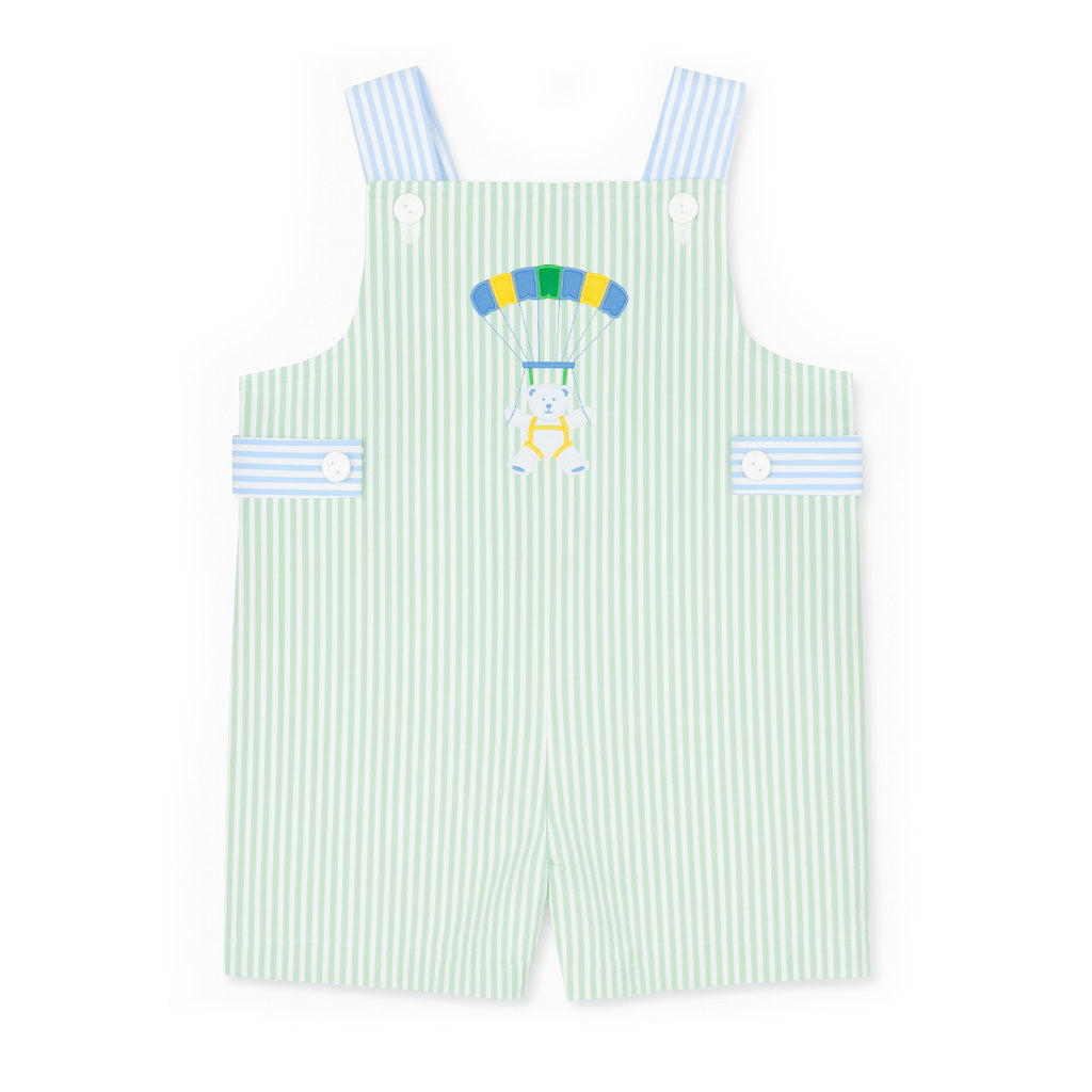 Seersucker Shortall With Parachute Bear