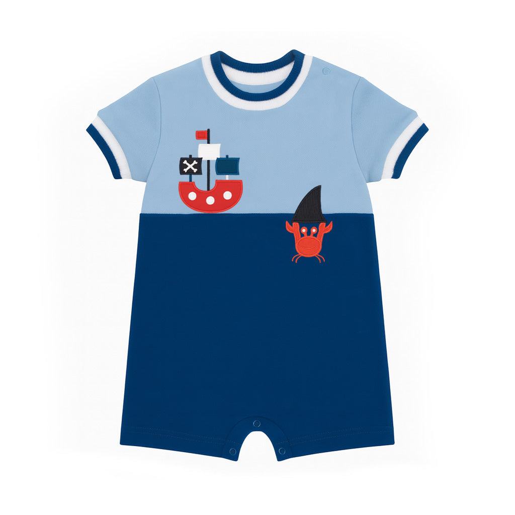 Knit Shortall With Pirate Ship & Crab