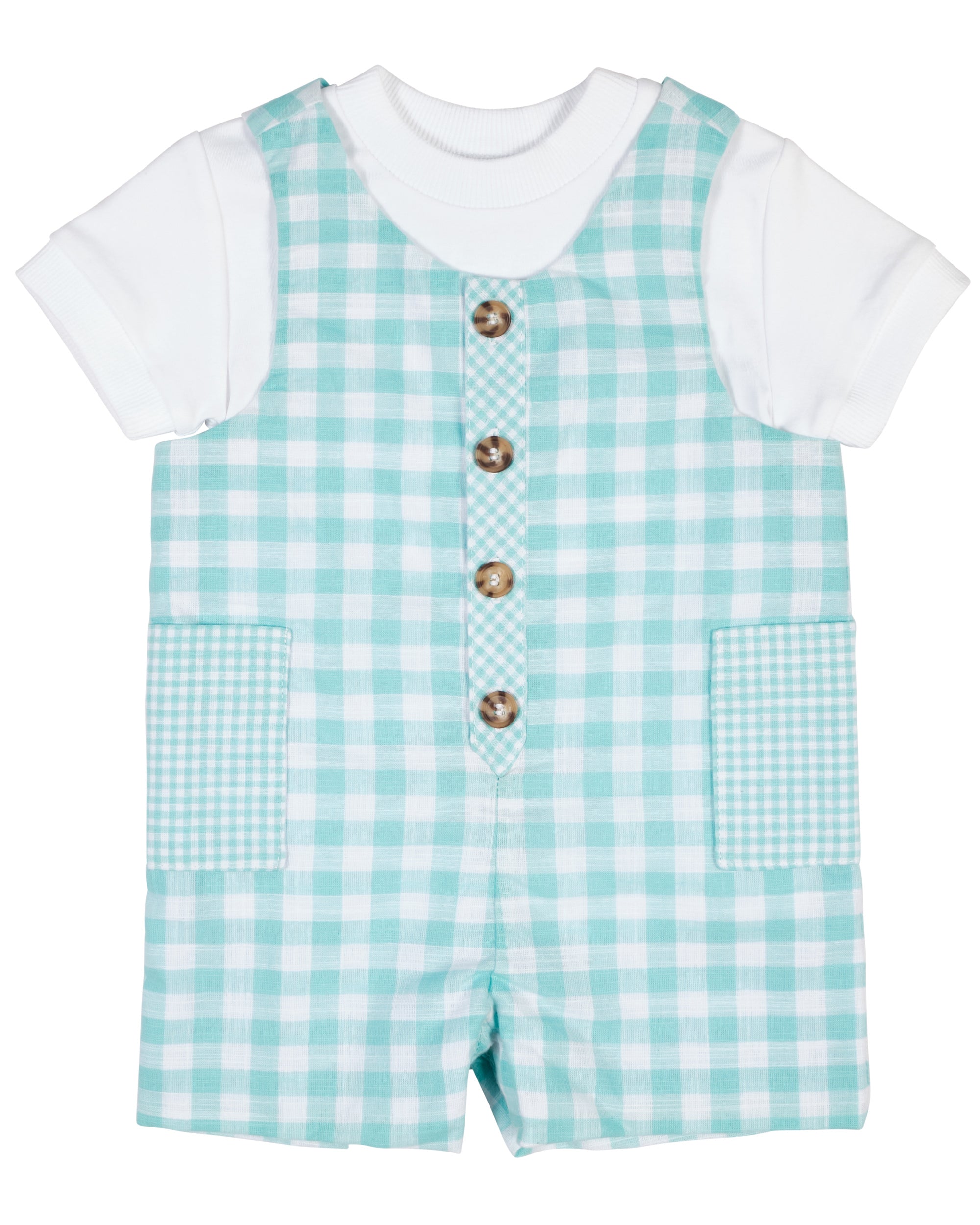 Gingham Linen Look Shortall