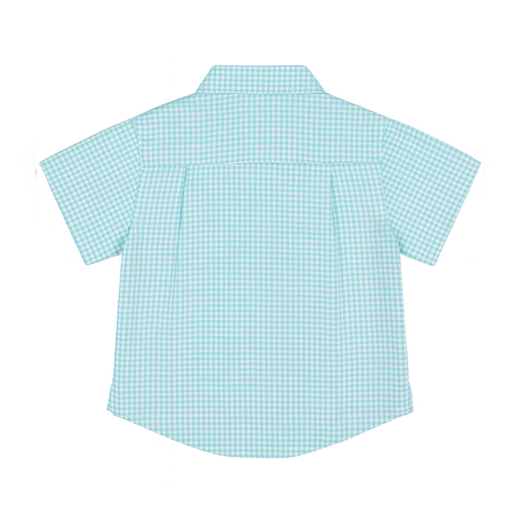 Gingham Linen Look Camp Shirt