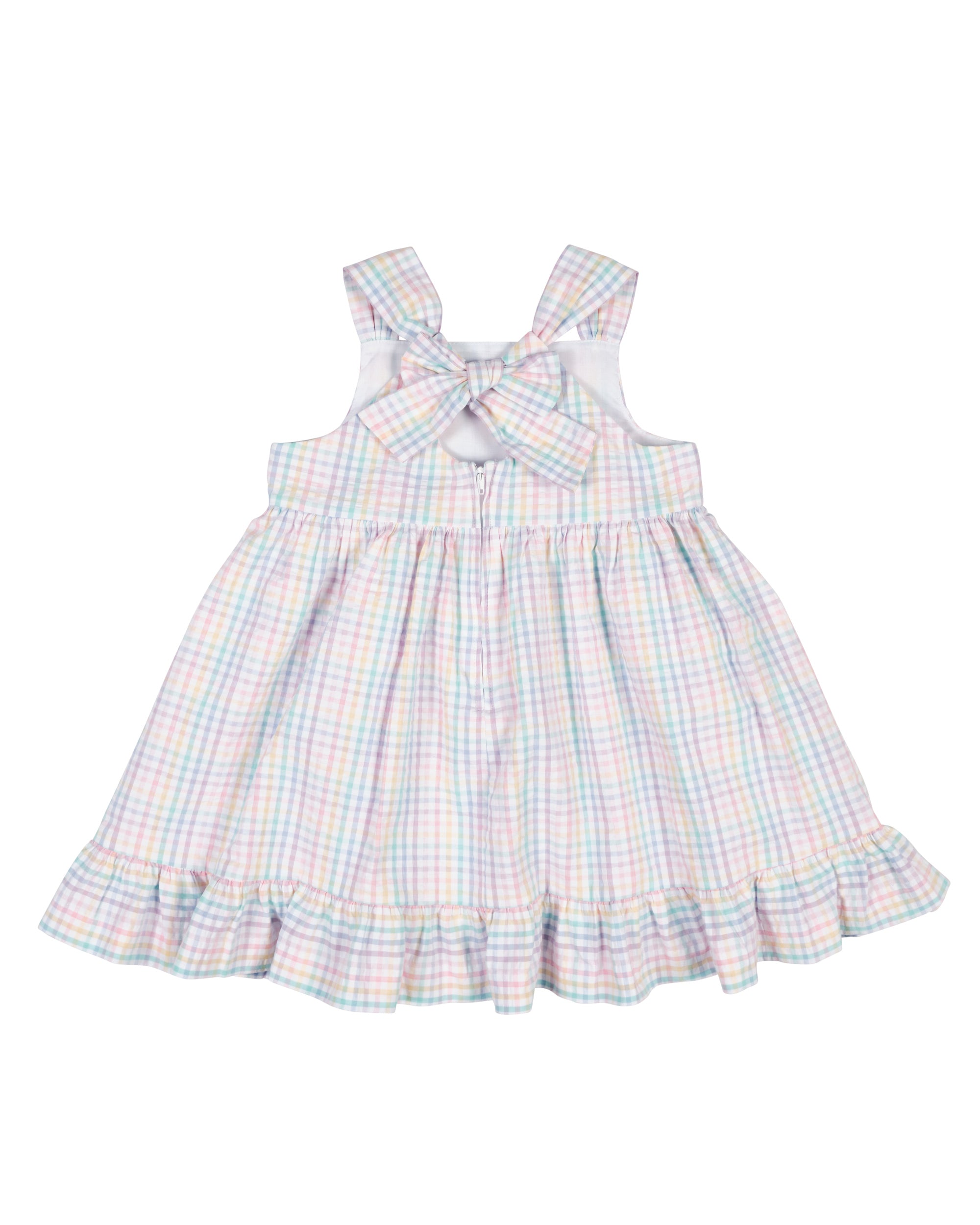 Plaid Seersucker Dress With Flowers