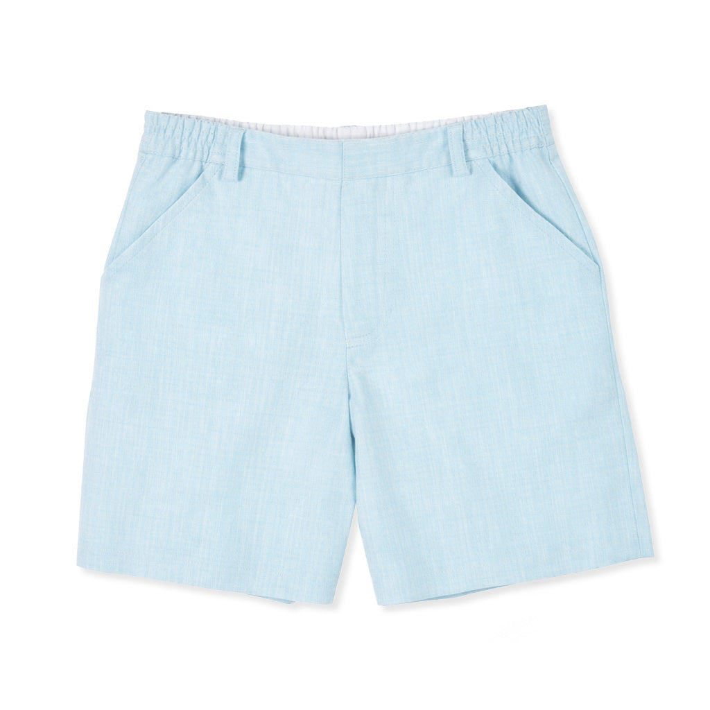 Light blue shorts on a white background