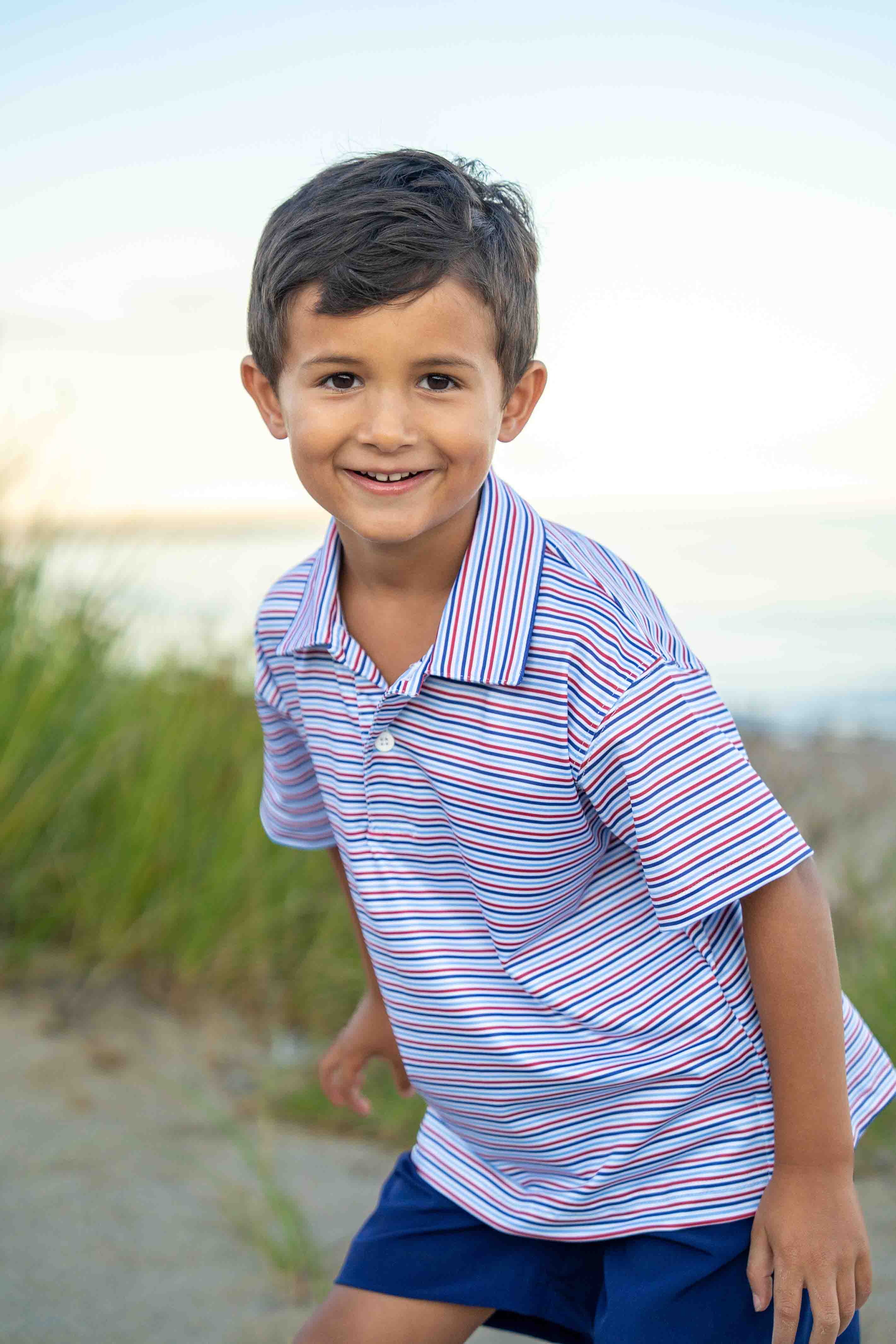 Stripe Print Performance Knit Polo