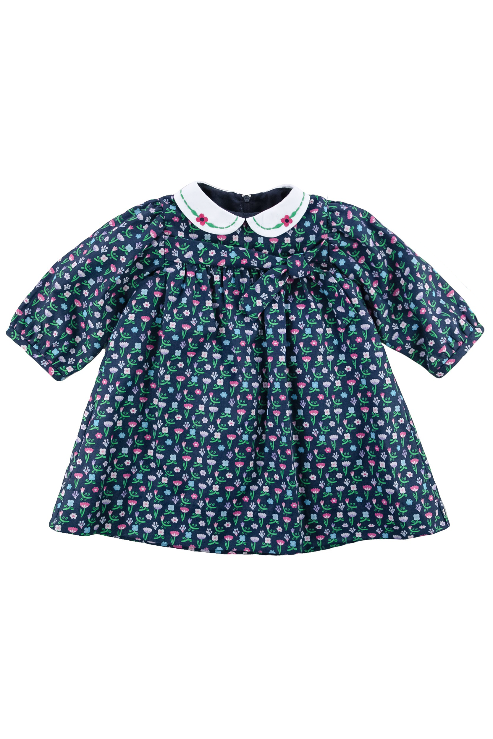 Floral Dress With Embroidered Collar