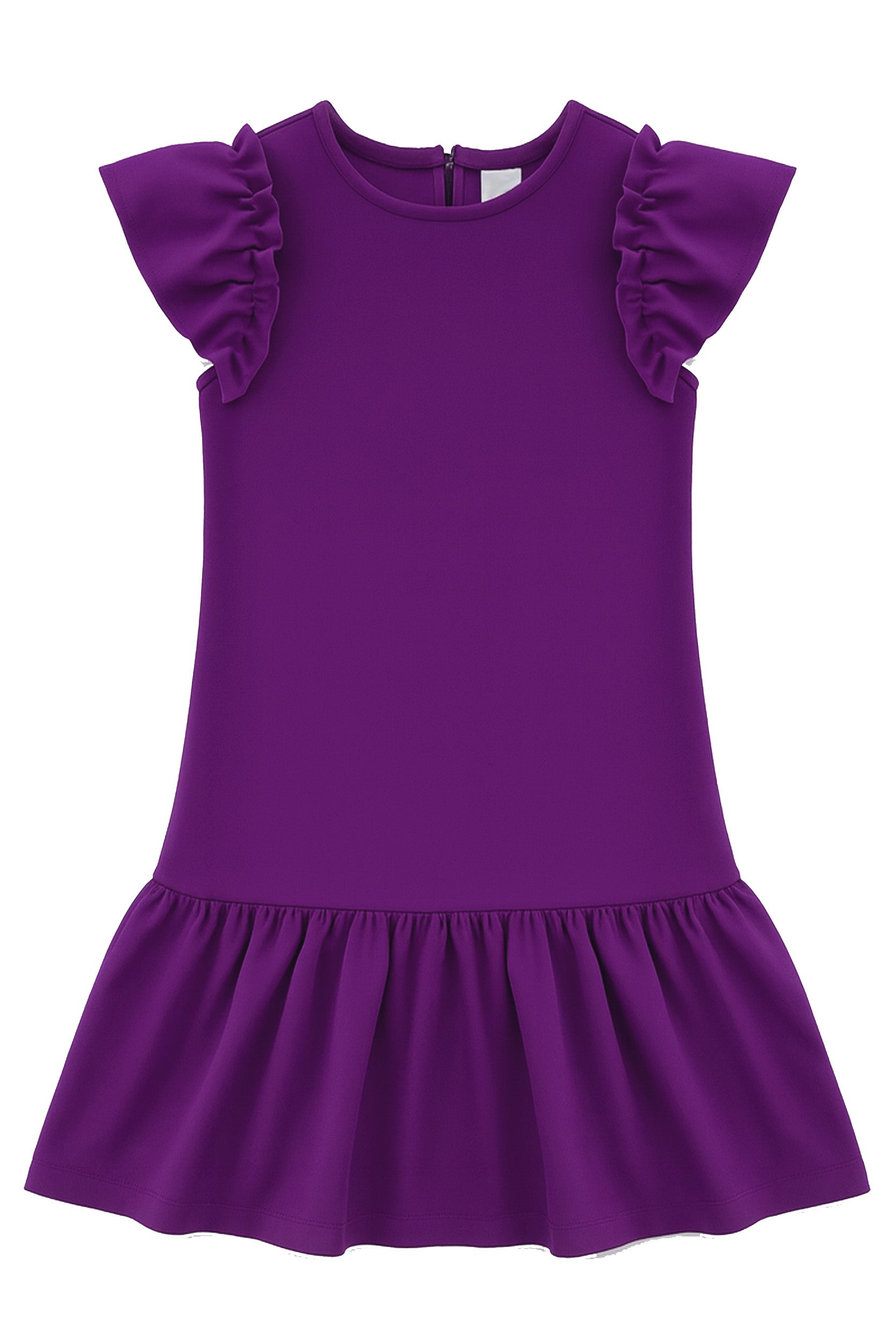 Crepe Scuba Dress With Ruffle Sleeve