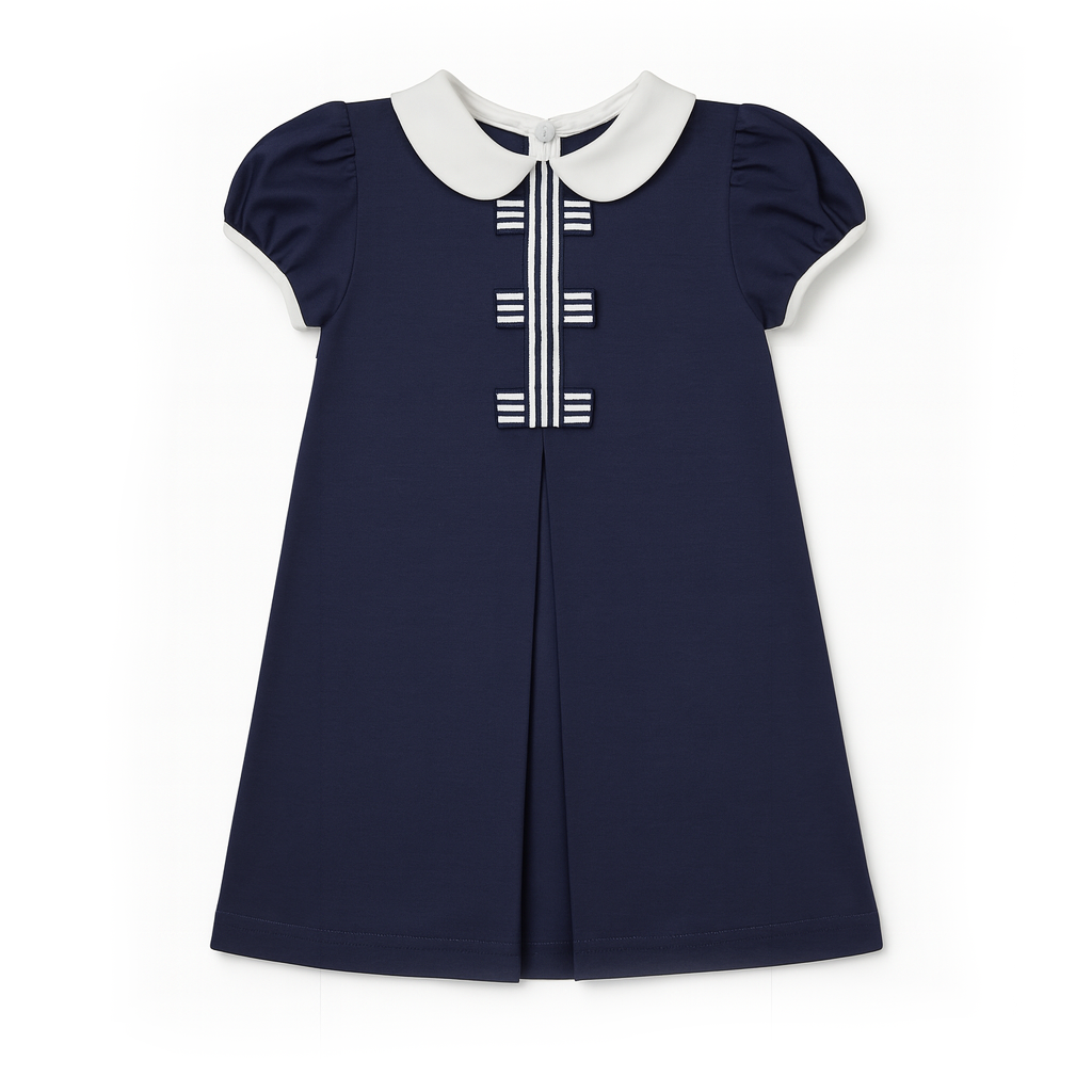 Knit Dress With Stripe Ribbon Bows