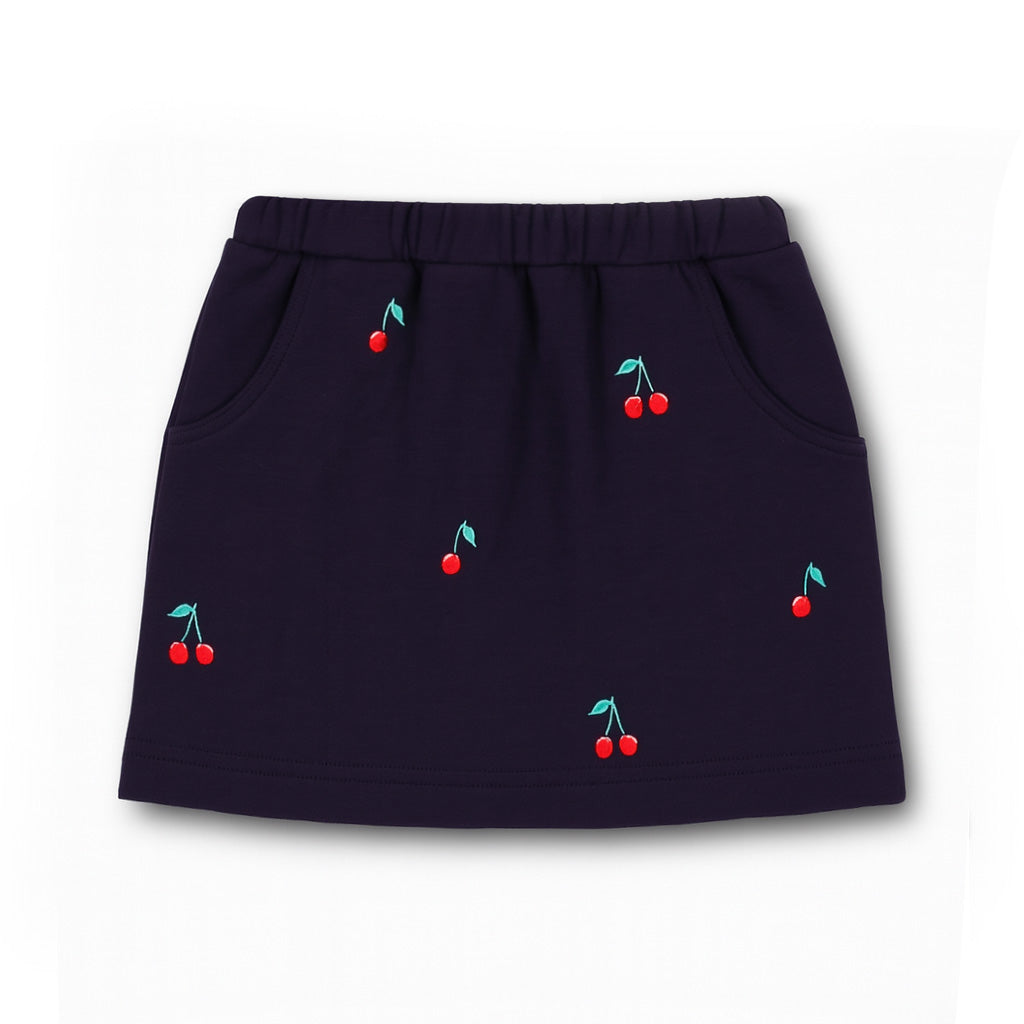 French Terry Skort with Embroidered Cherries