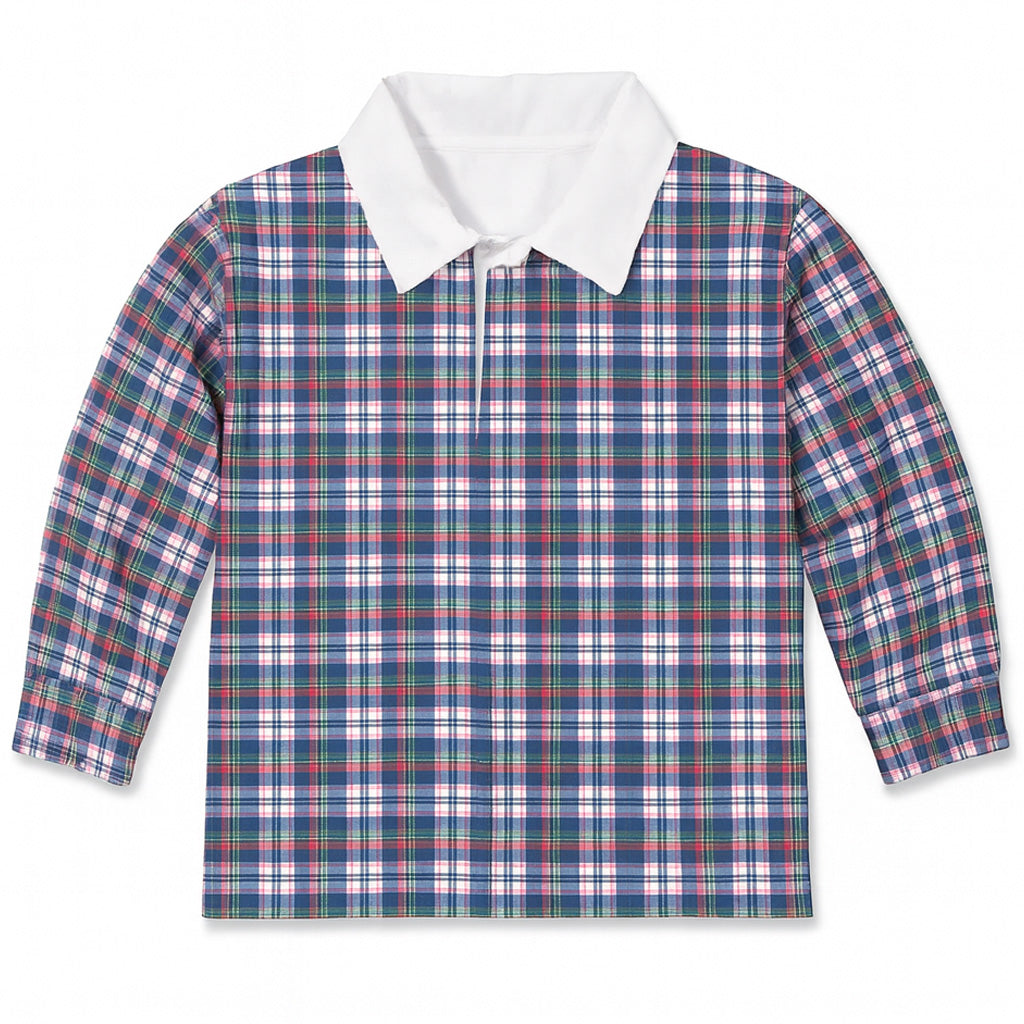 Plaid Knit Long Sleeve Polo