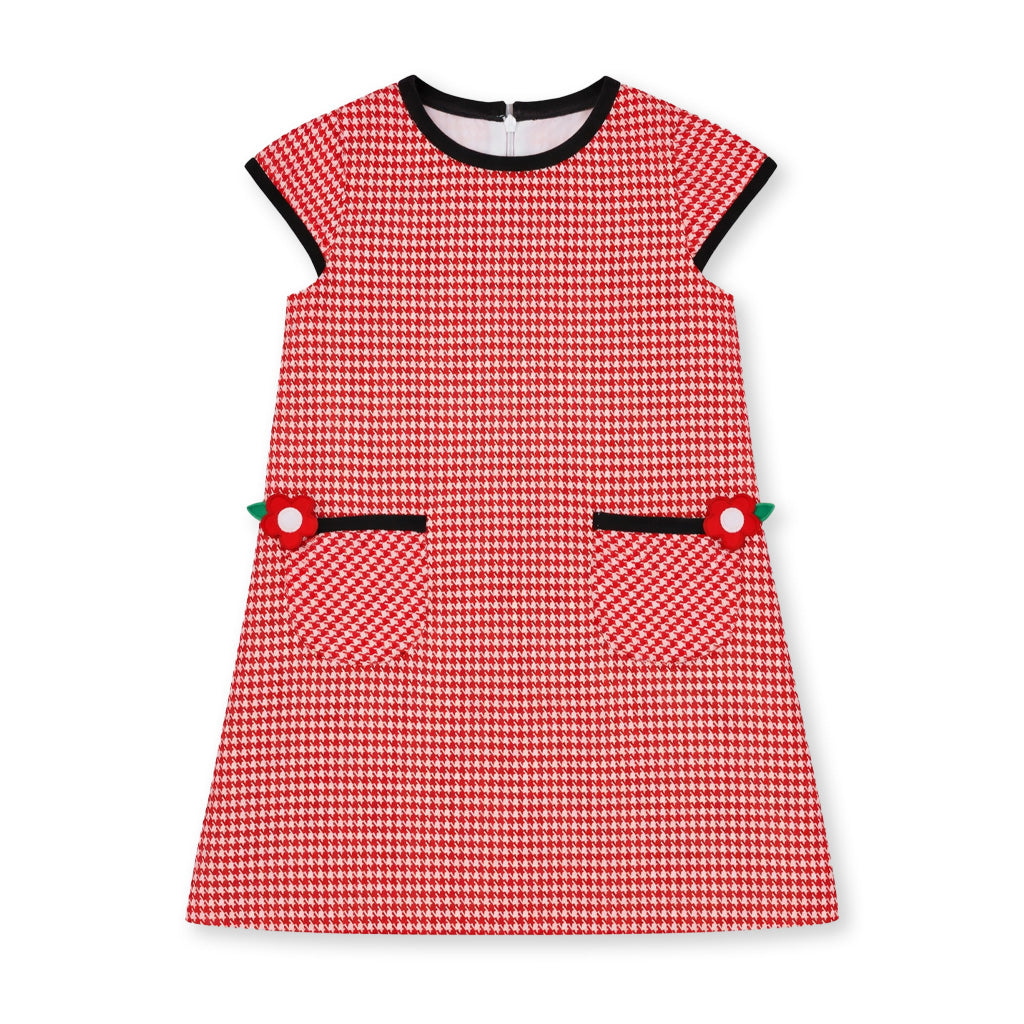 Houndstooth Dress With Flowers