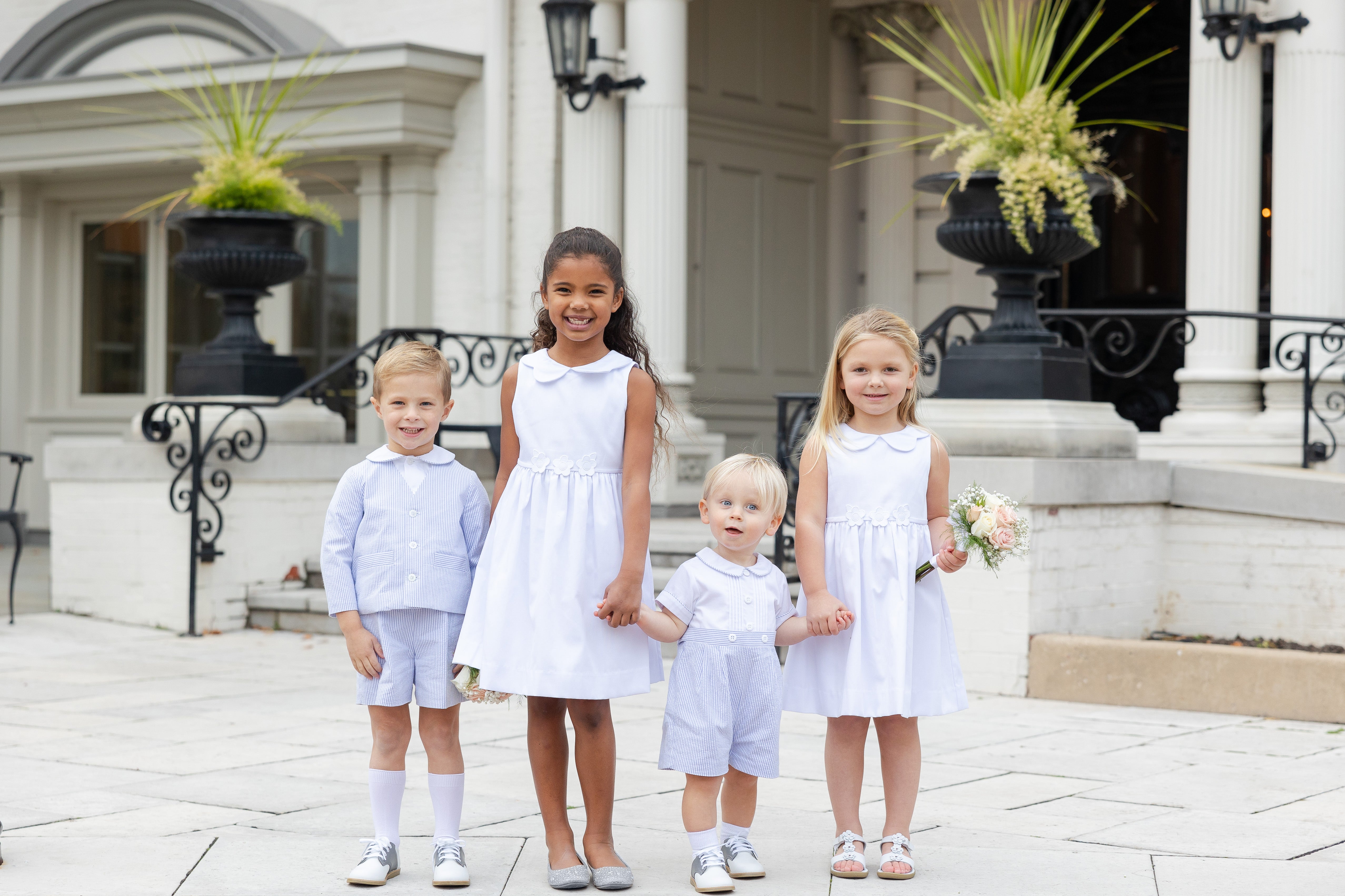 White Pique Flower Dress
