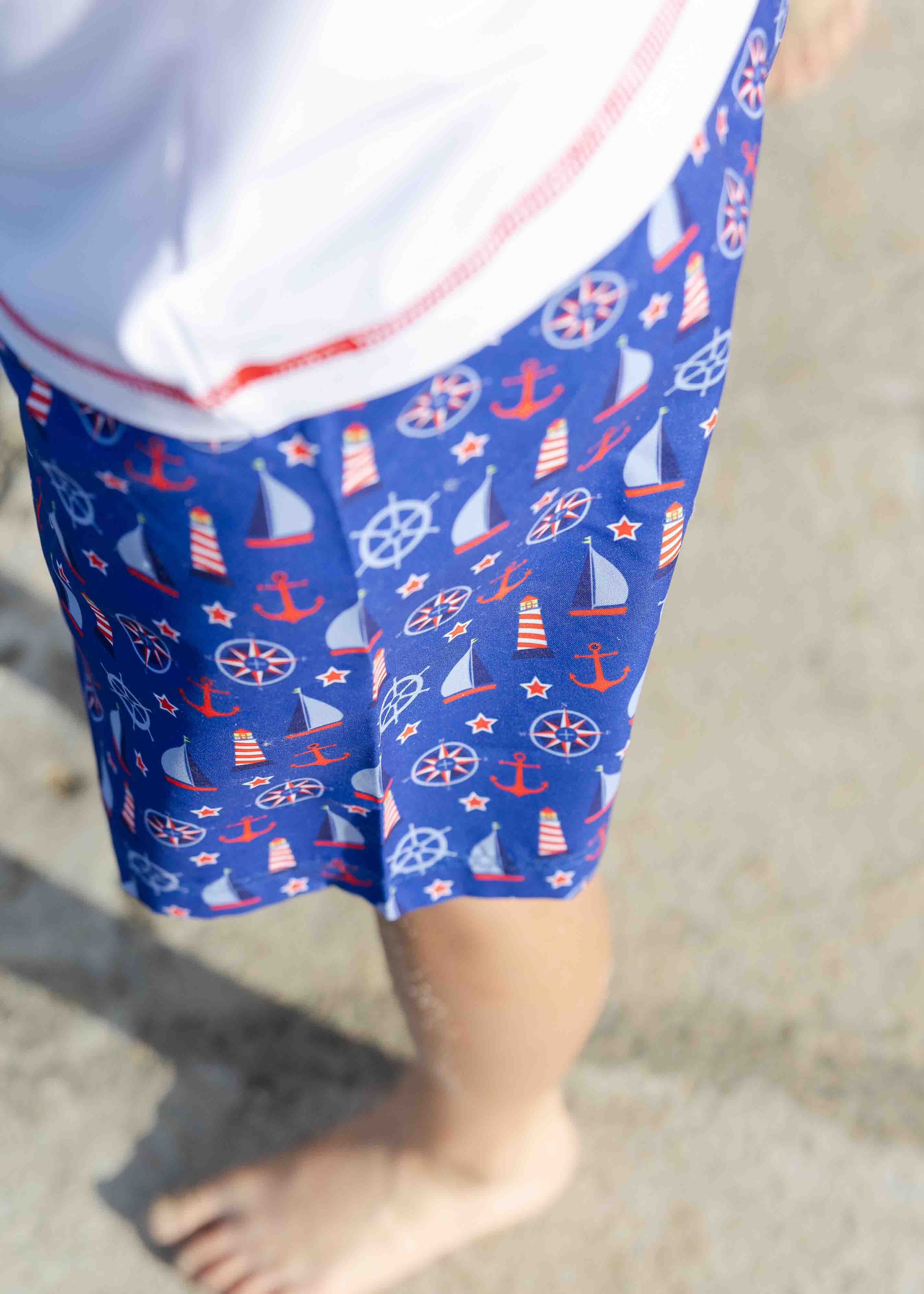 Nautical Print Swim Trunk