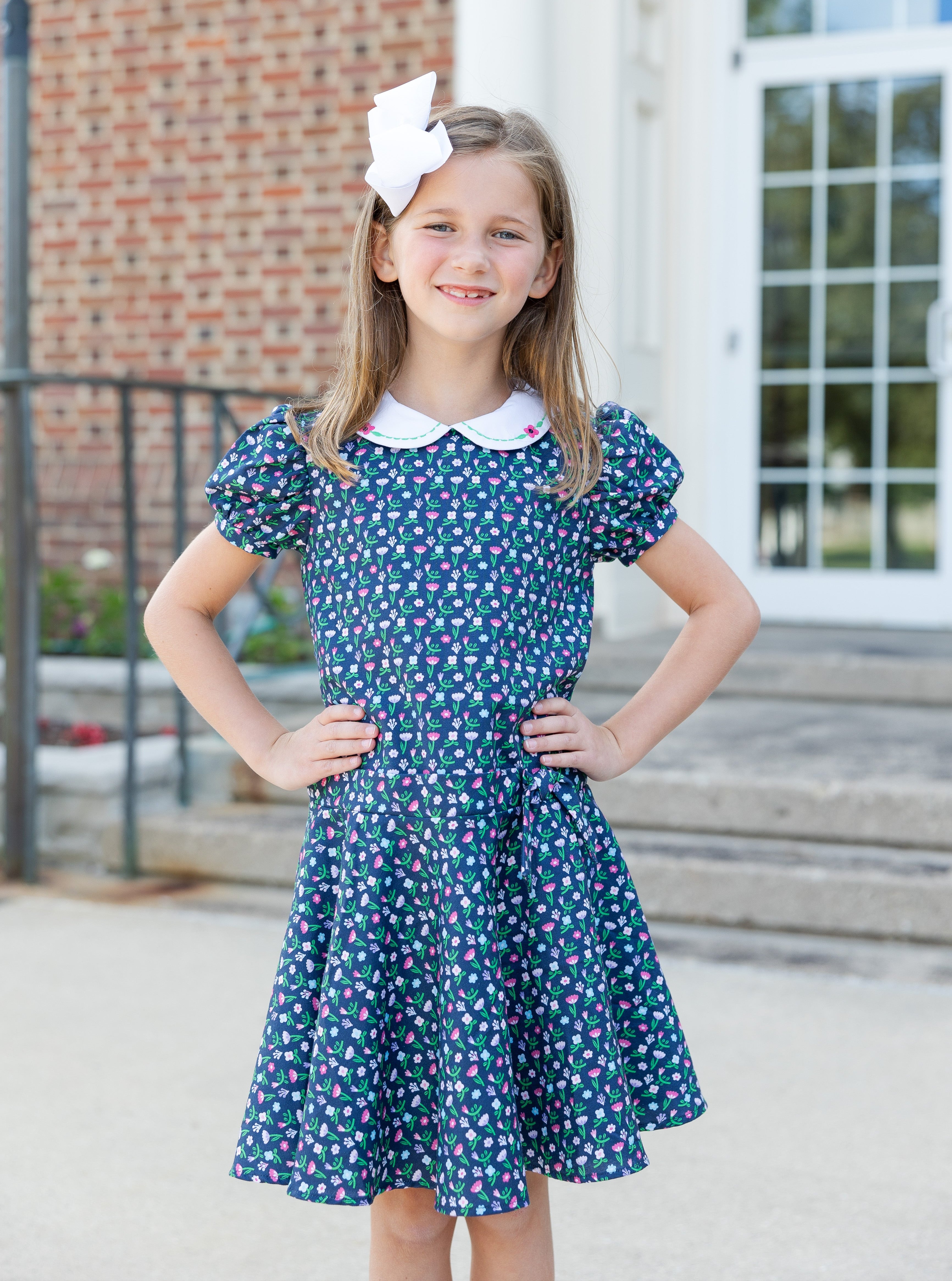 Floral Dress With Embroidered Collar