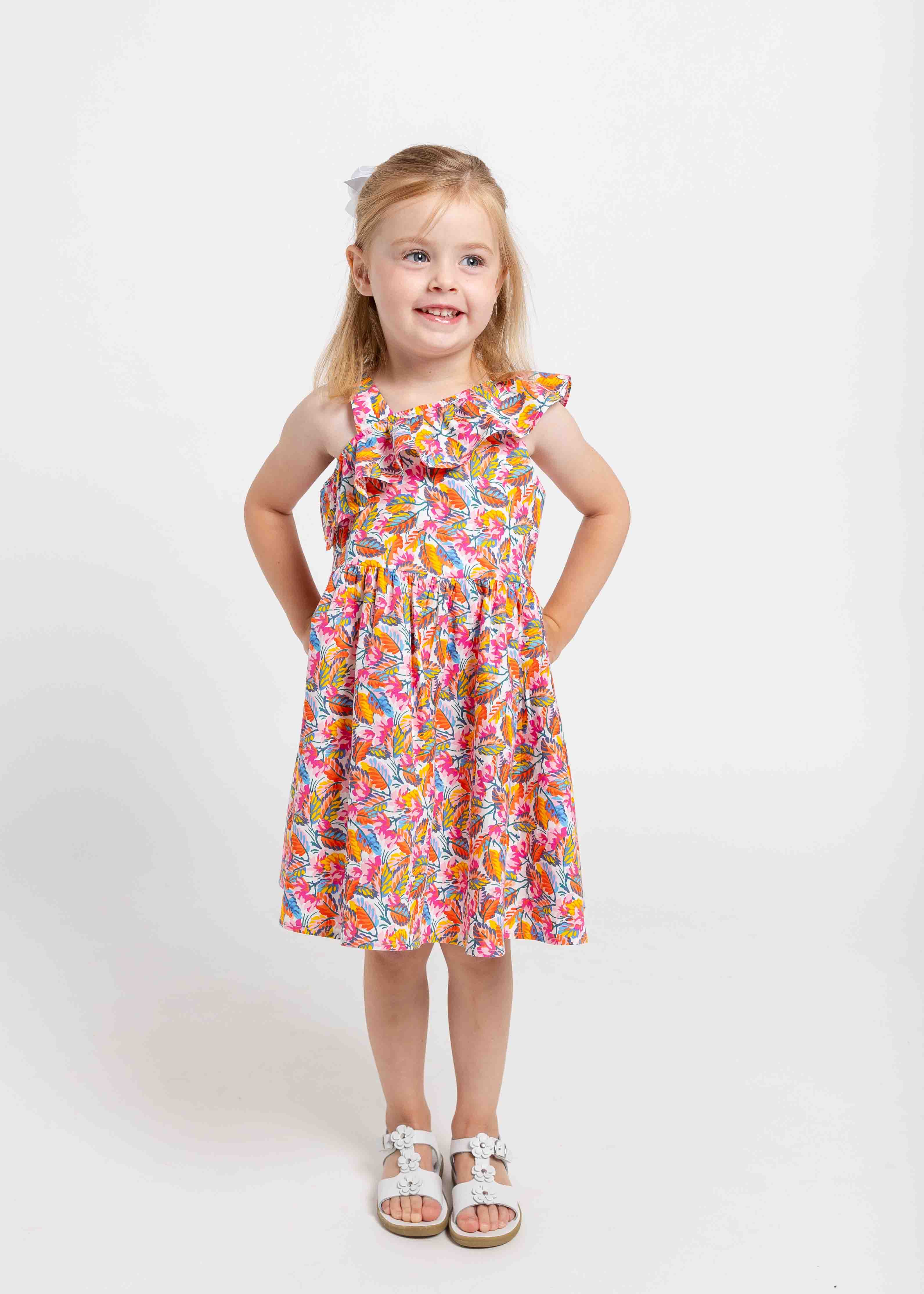 Leaf Print One Shoulder Dress
