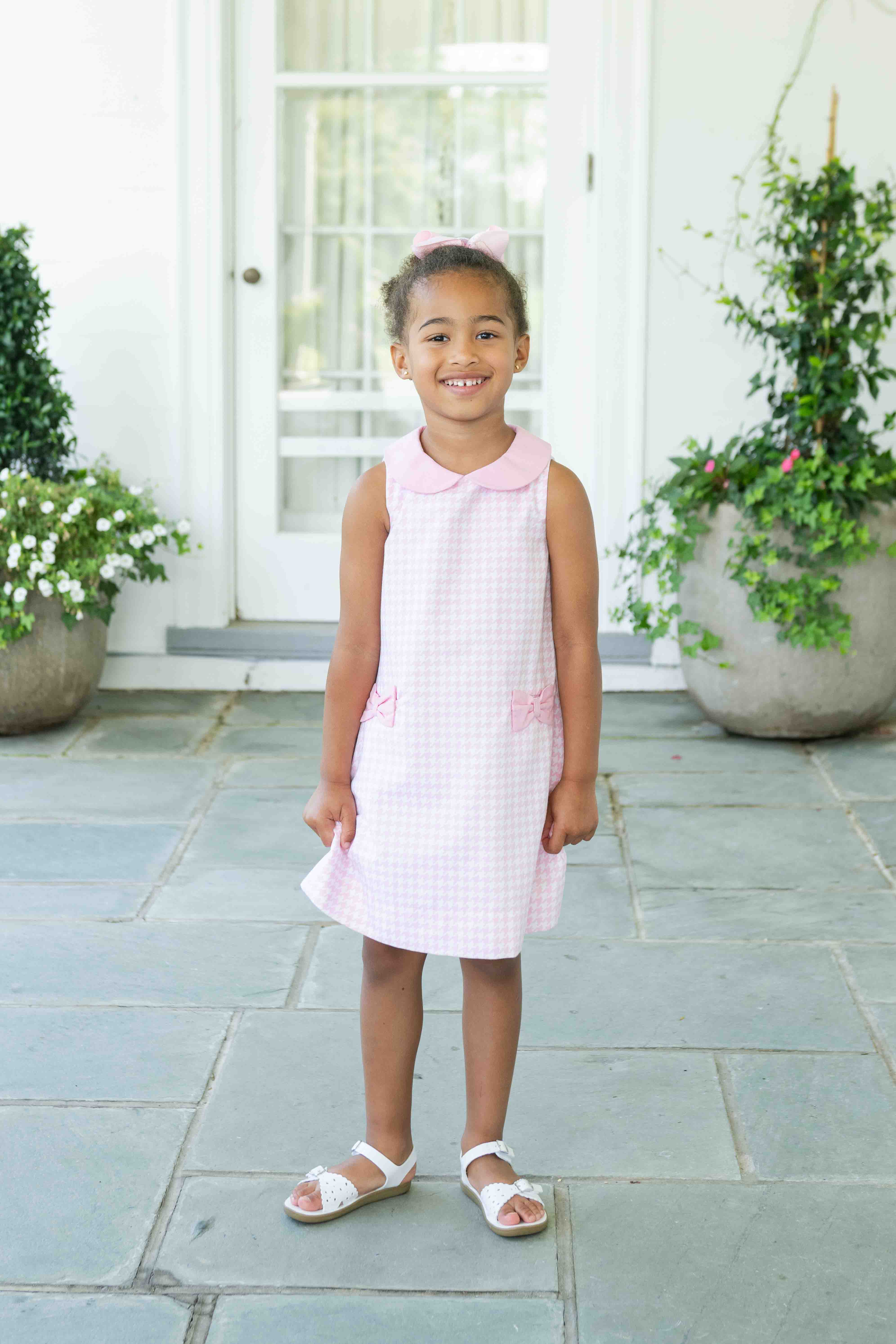 Houndstooth Dress with Bow Pockets