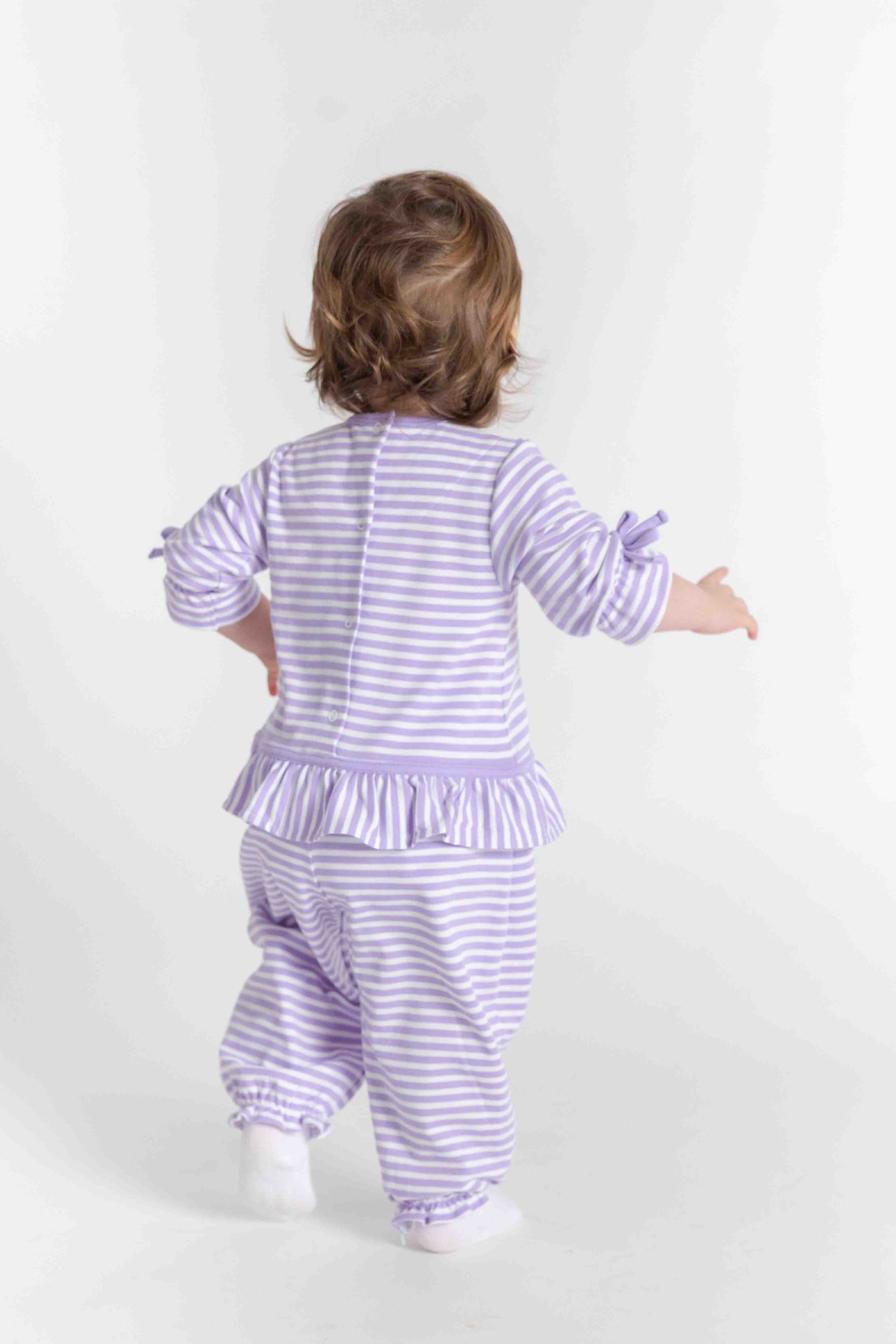 Stripe Knit Longall With Heart Flowers