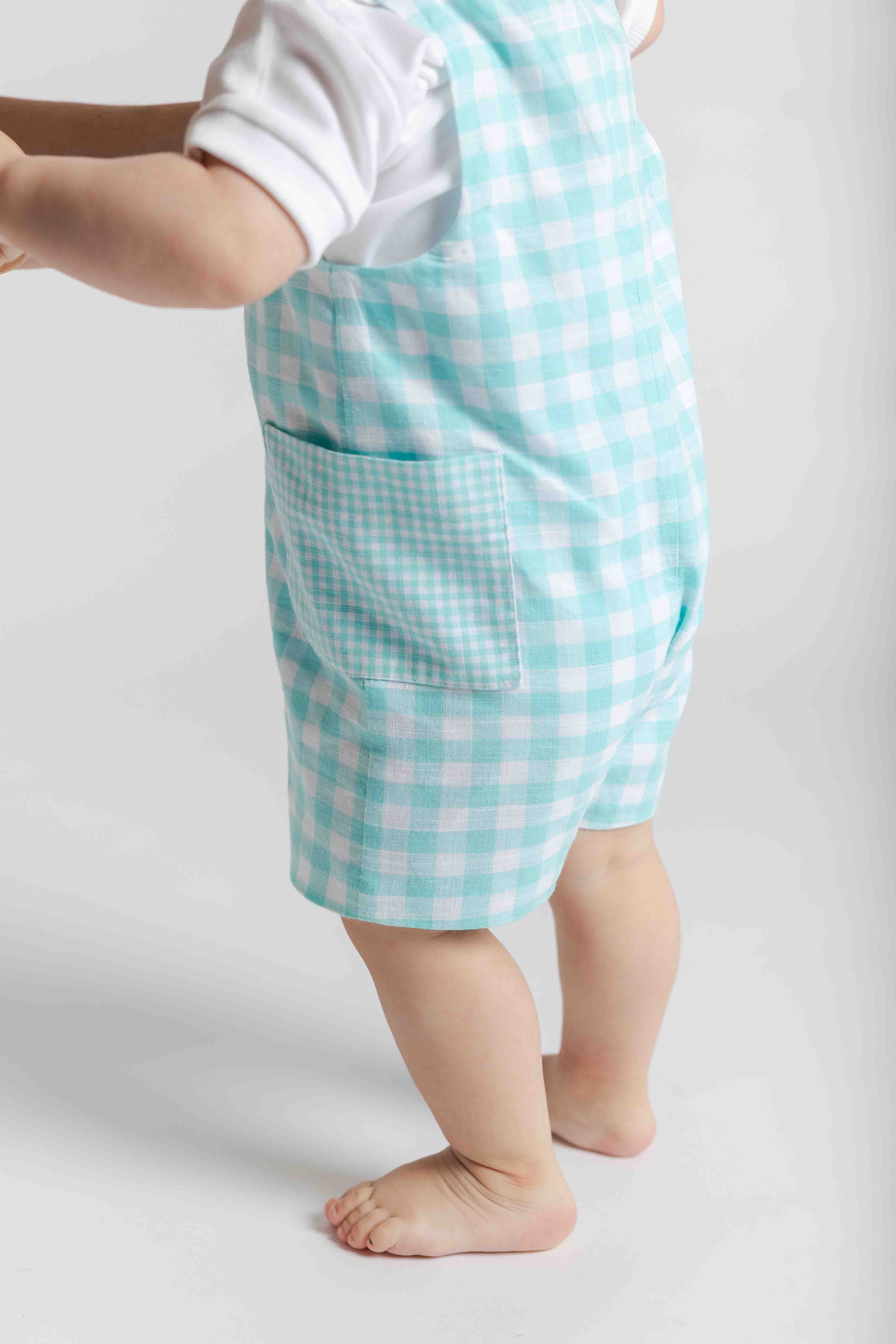 Gingham Linen Look Shortall