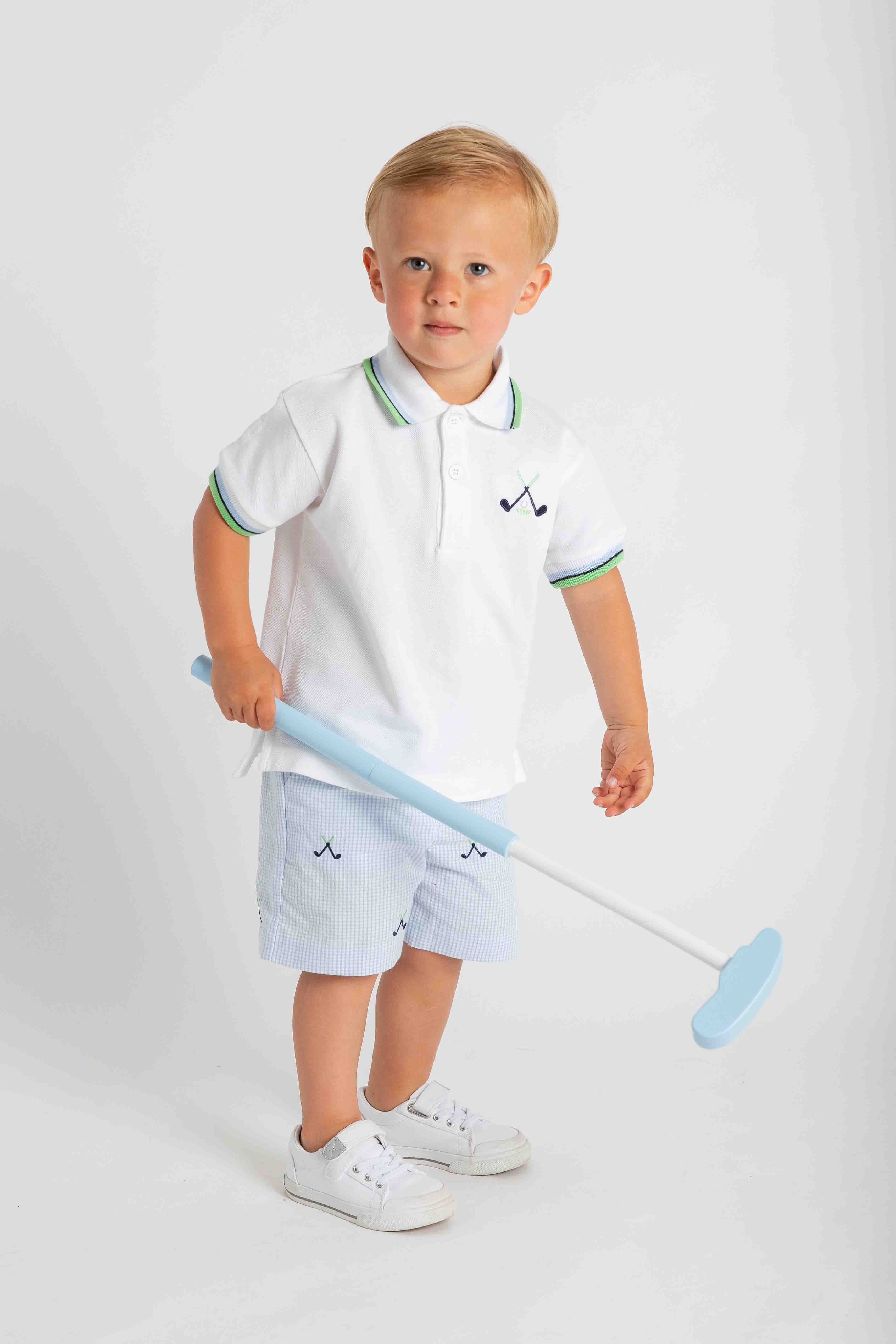 Knit Polo With Golf Clubs