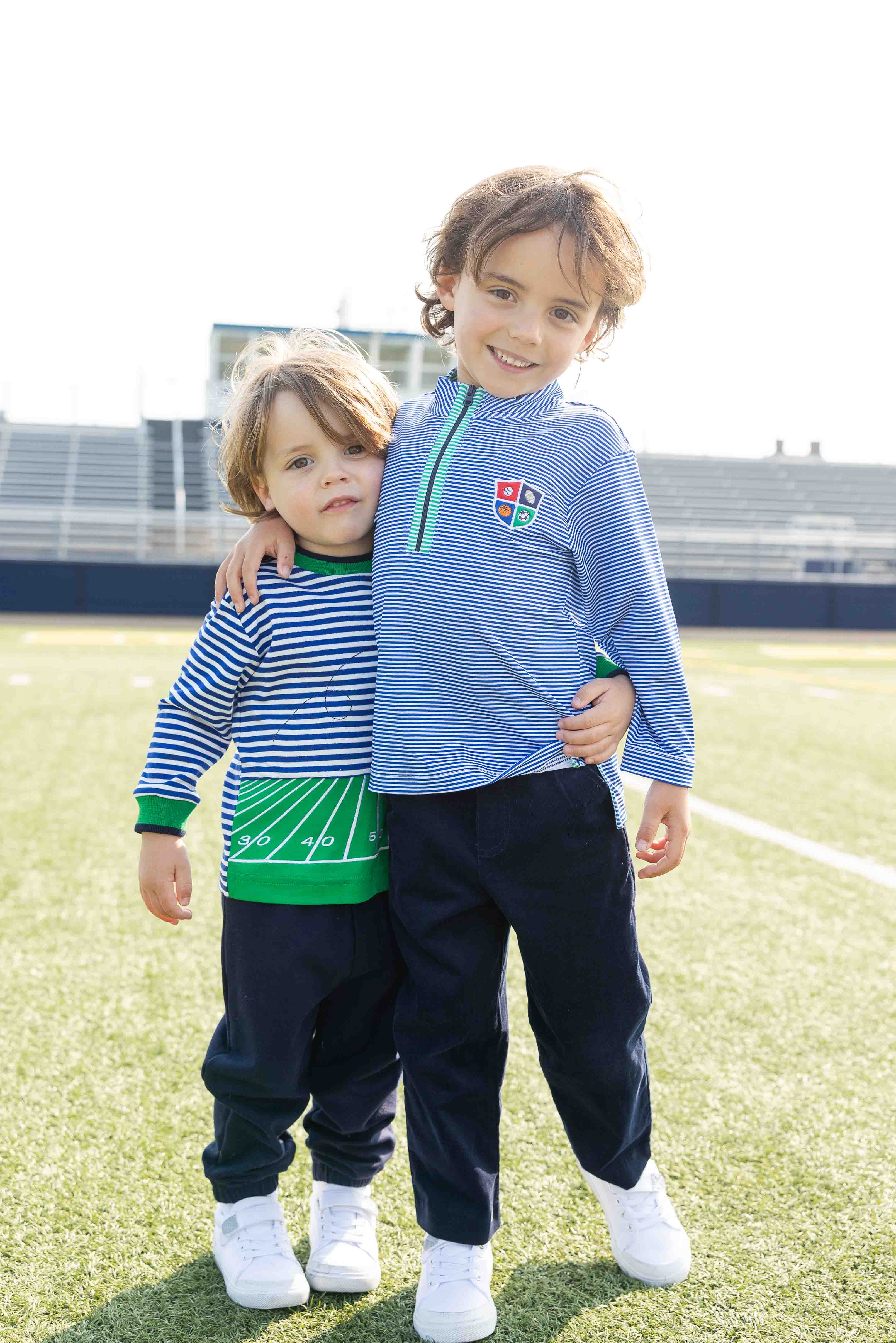 Stripe Performance Knit Half Zip With Sports Crest