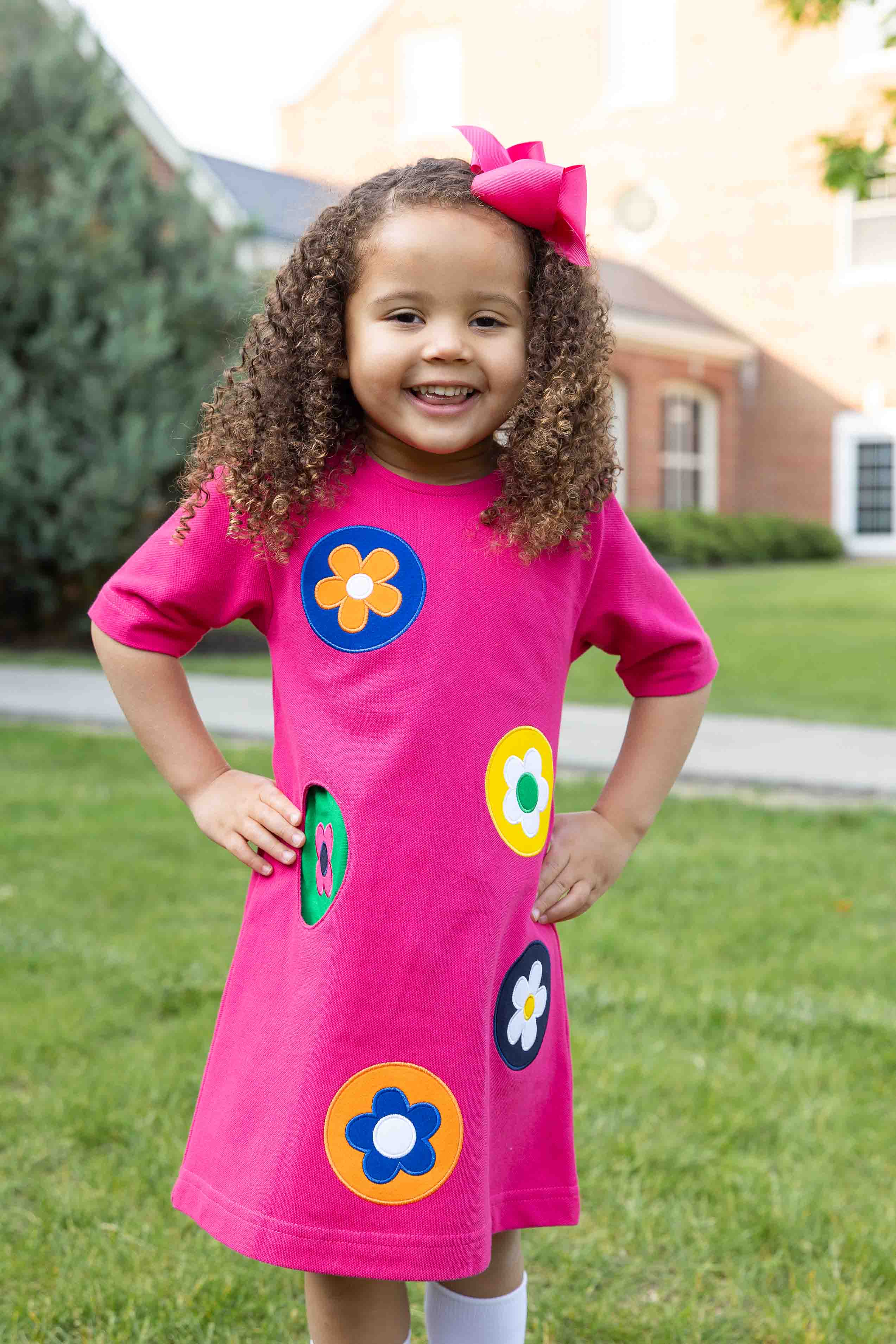 Pique Knit Dress With Flower Dots