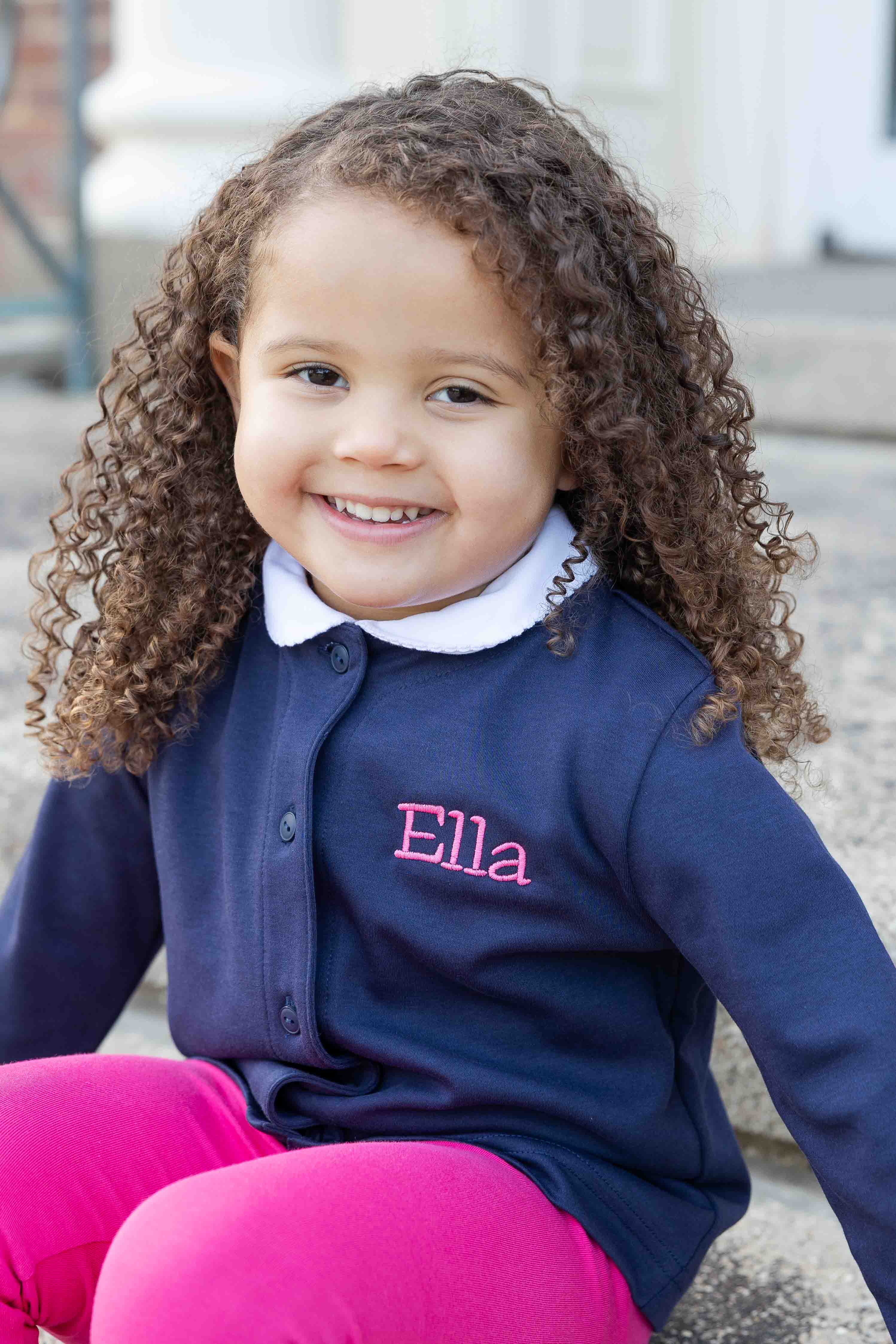 Girls Navy Knit Cardigan