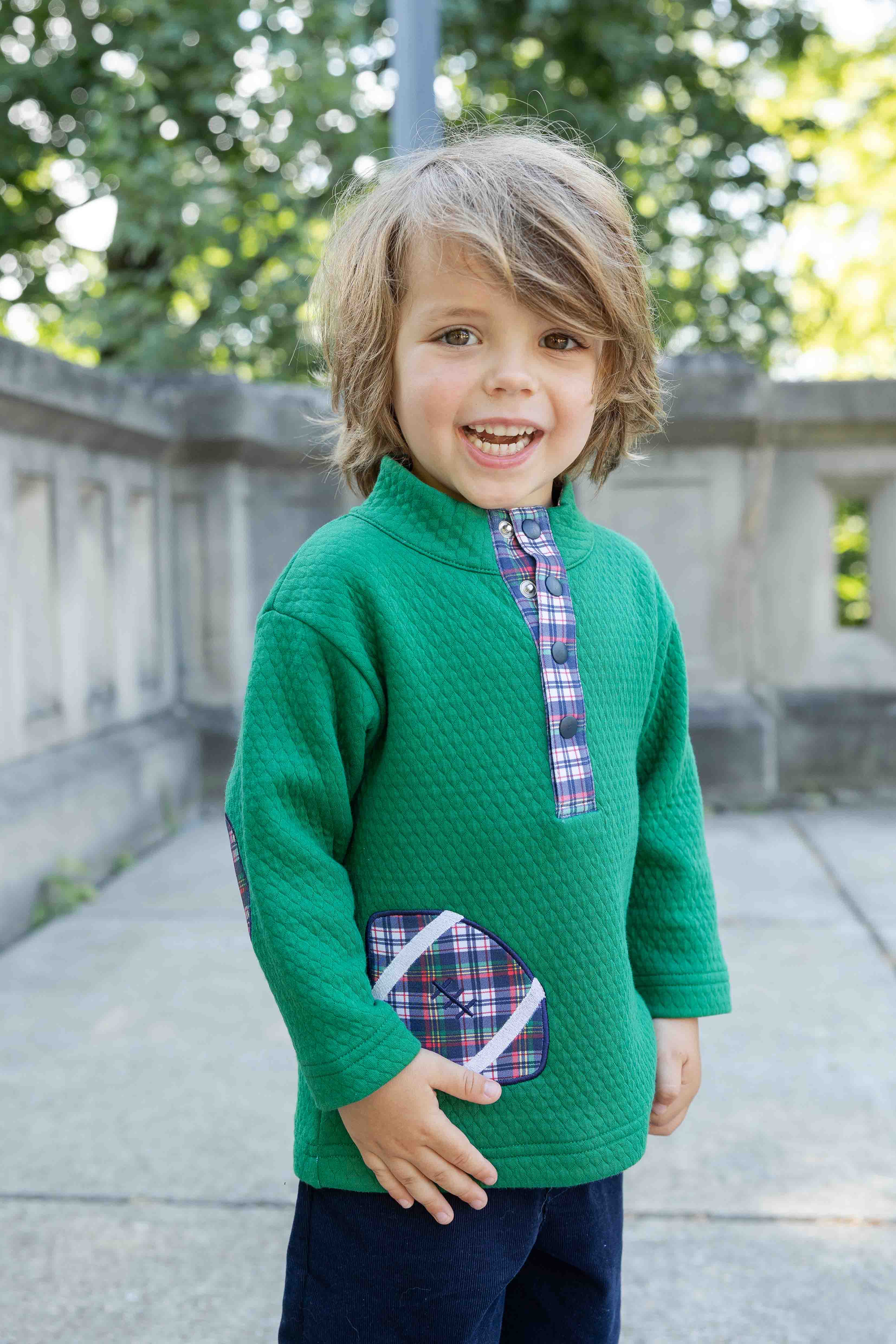 Green Jacquard Knit Pullover With Football