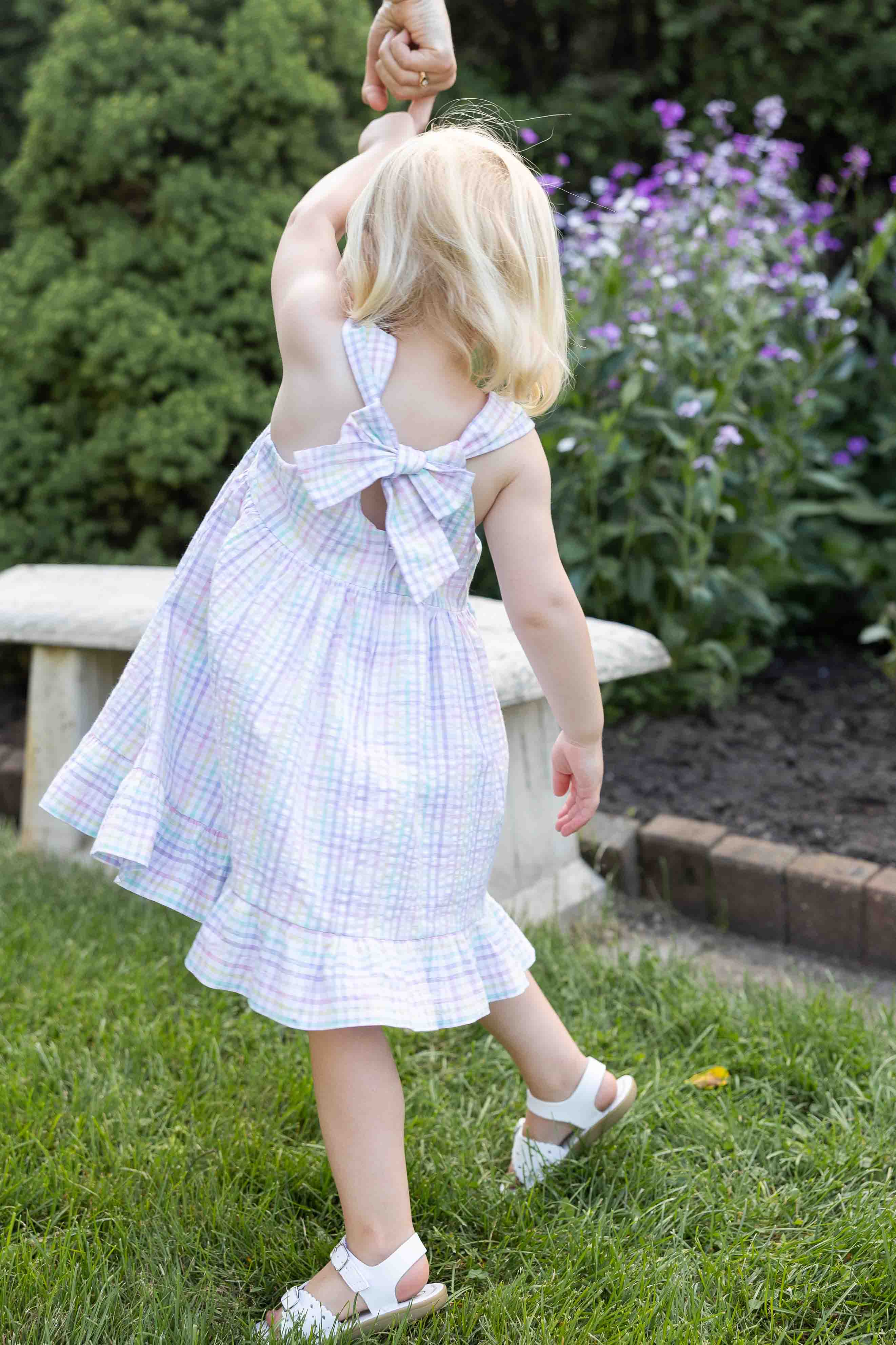 Plaid Seersucker Dress With Flowers