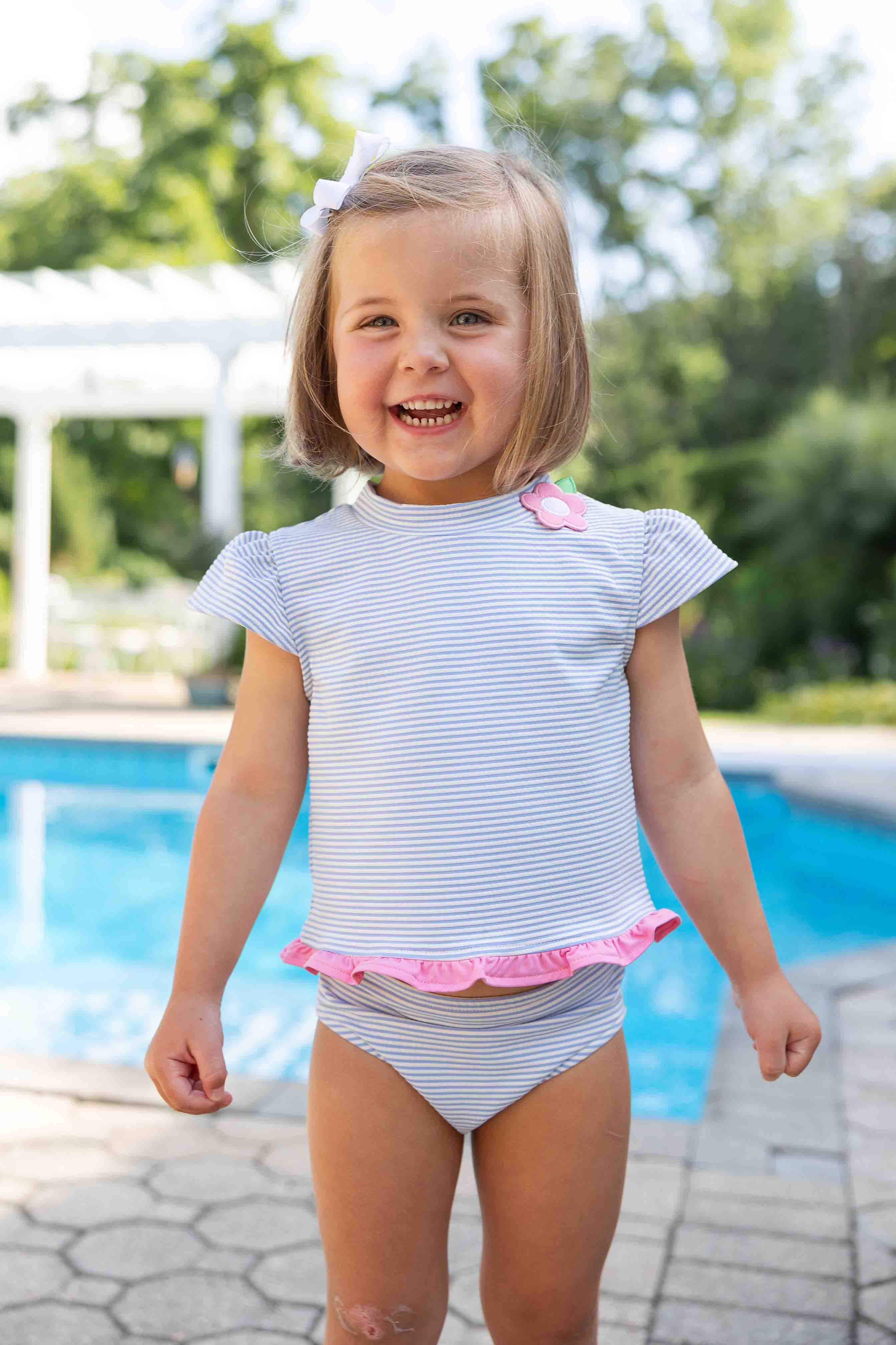 Cap Sleeve Rash Guard Tankini With Flower