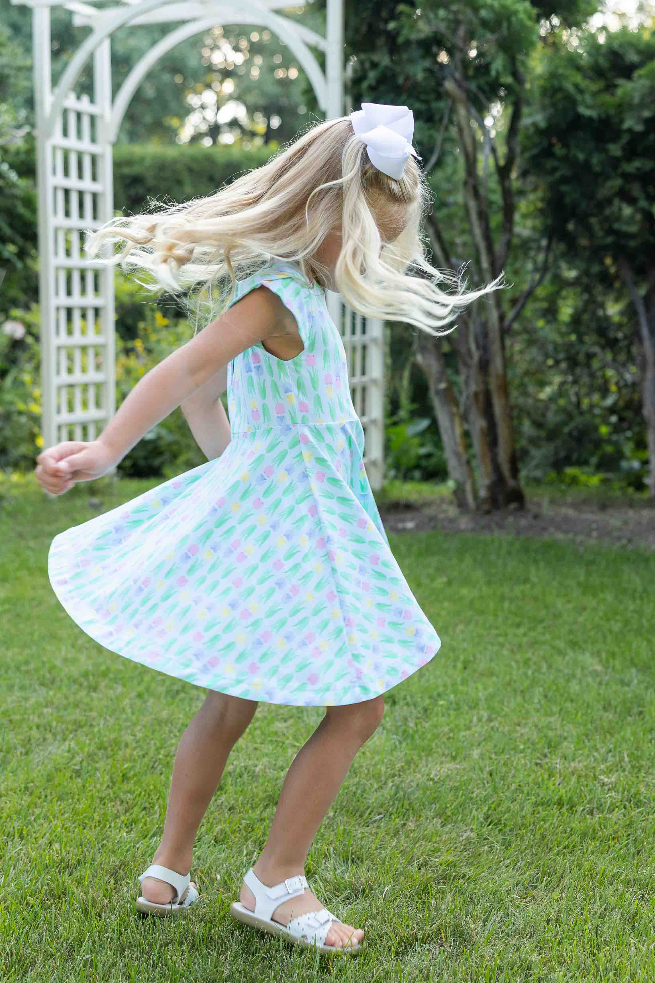 Printed Knit Tulip Twirl Dress