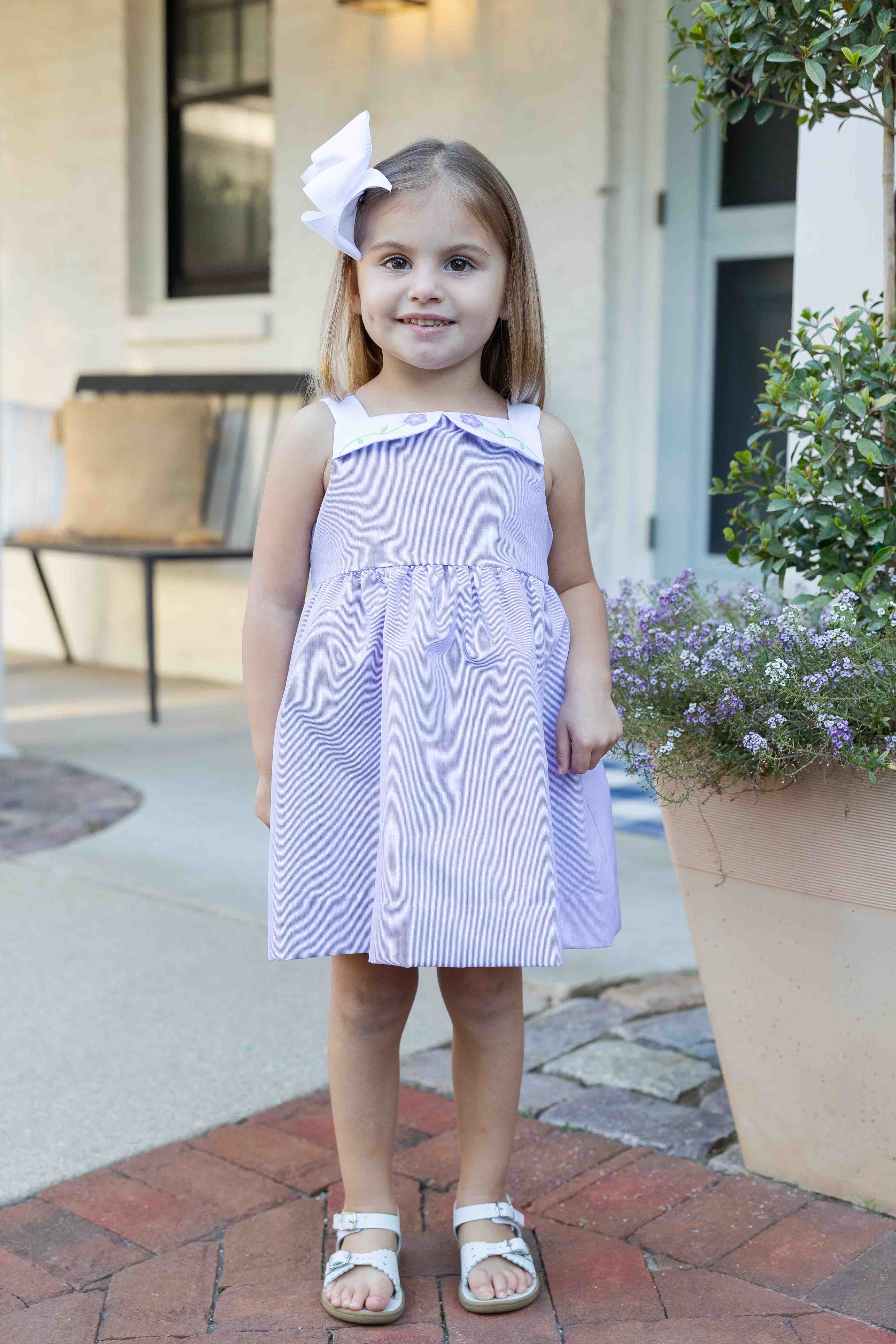 Pincord Dress with Flowers