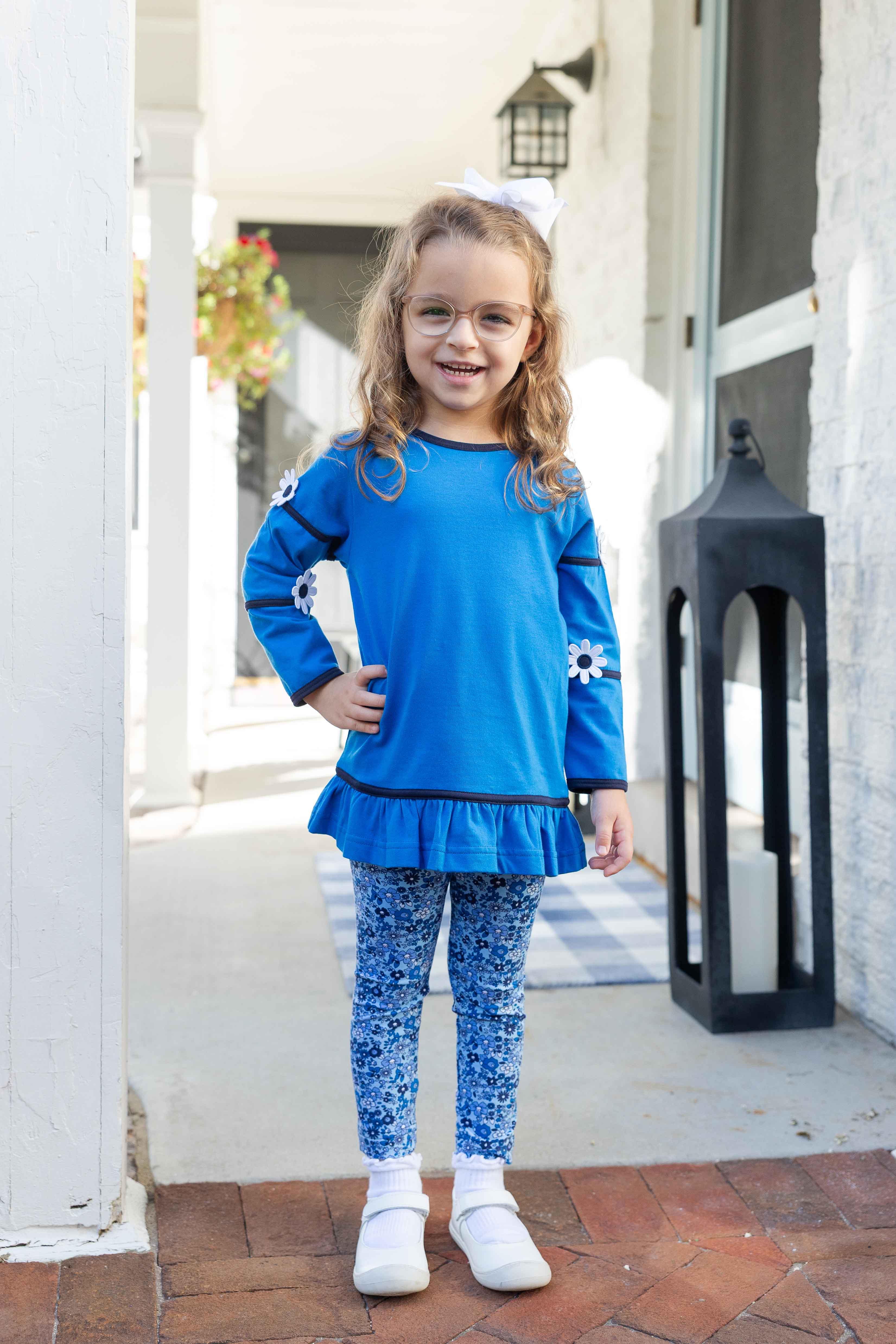 Knit Tunic With Flowers And Floral Leggings