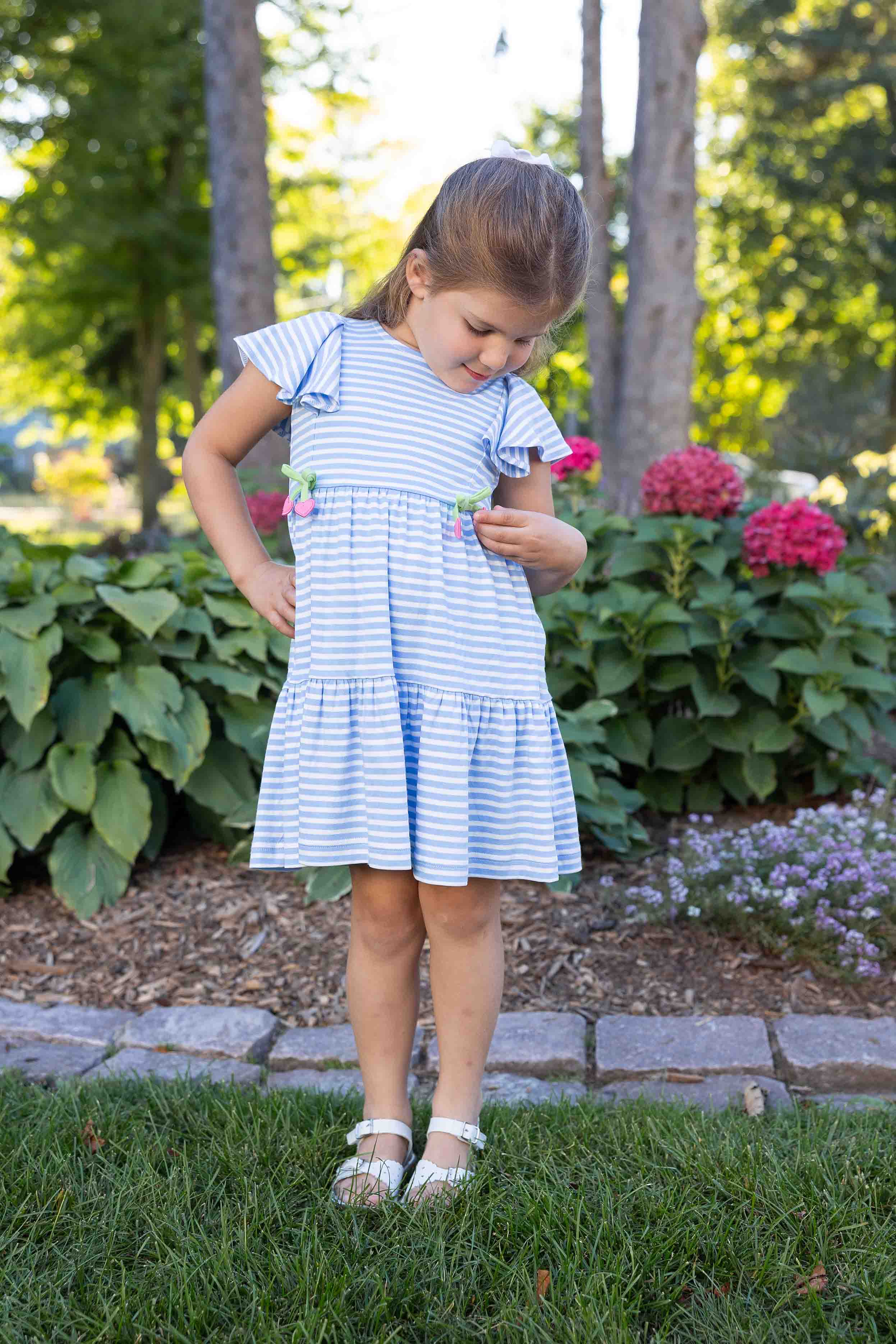 Stripe Knit Dress With Heart Cherries