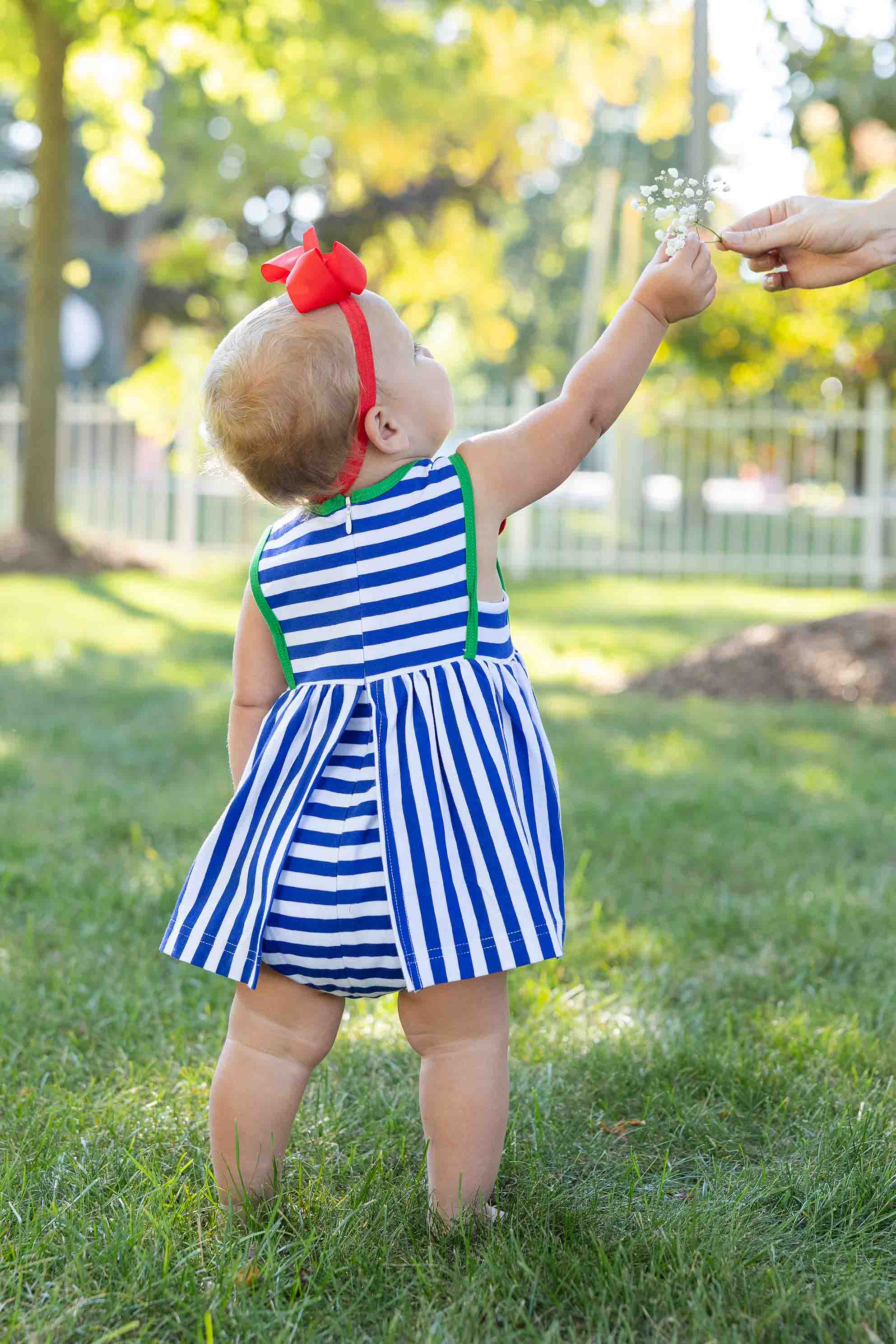 Stripe Knit Romper With Tulip