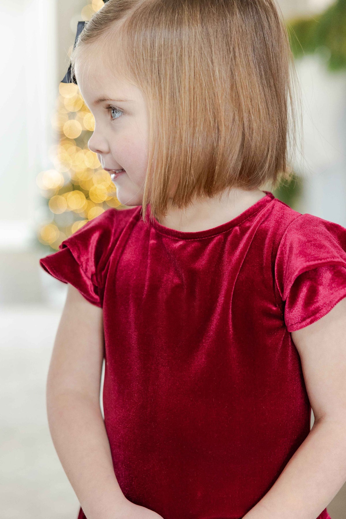 Stretch Velvet Dress with Bow