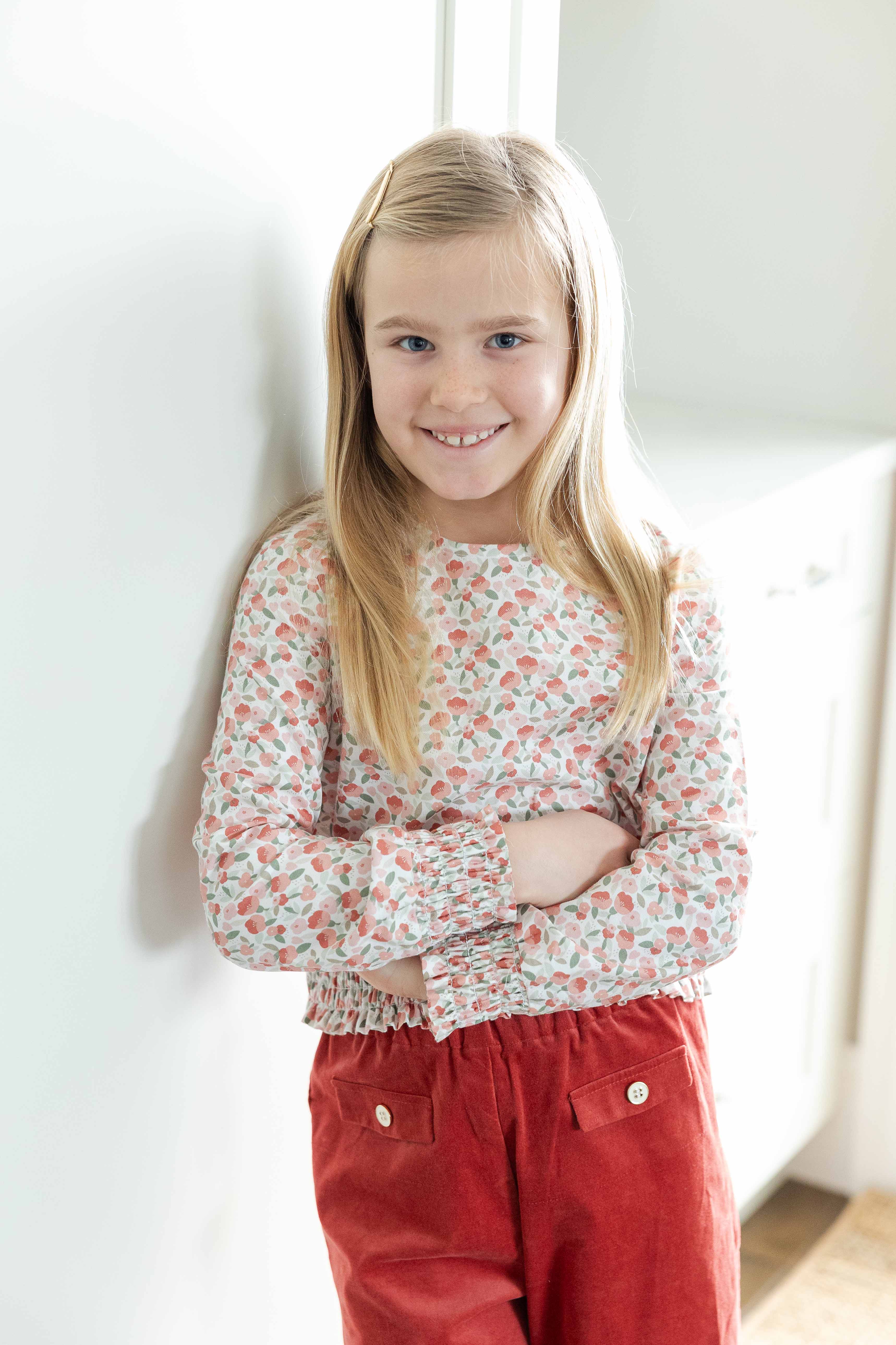 Floral Top with Rouching