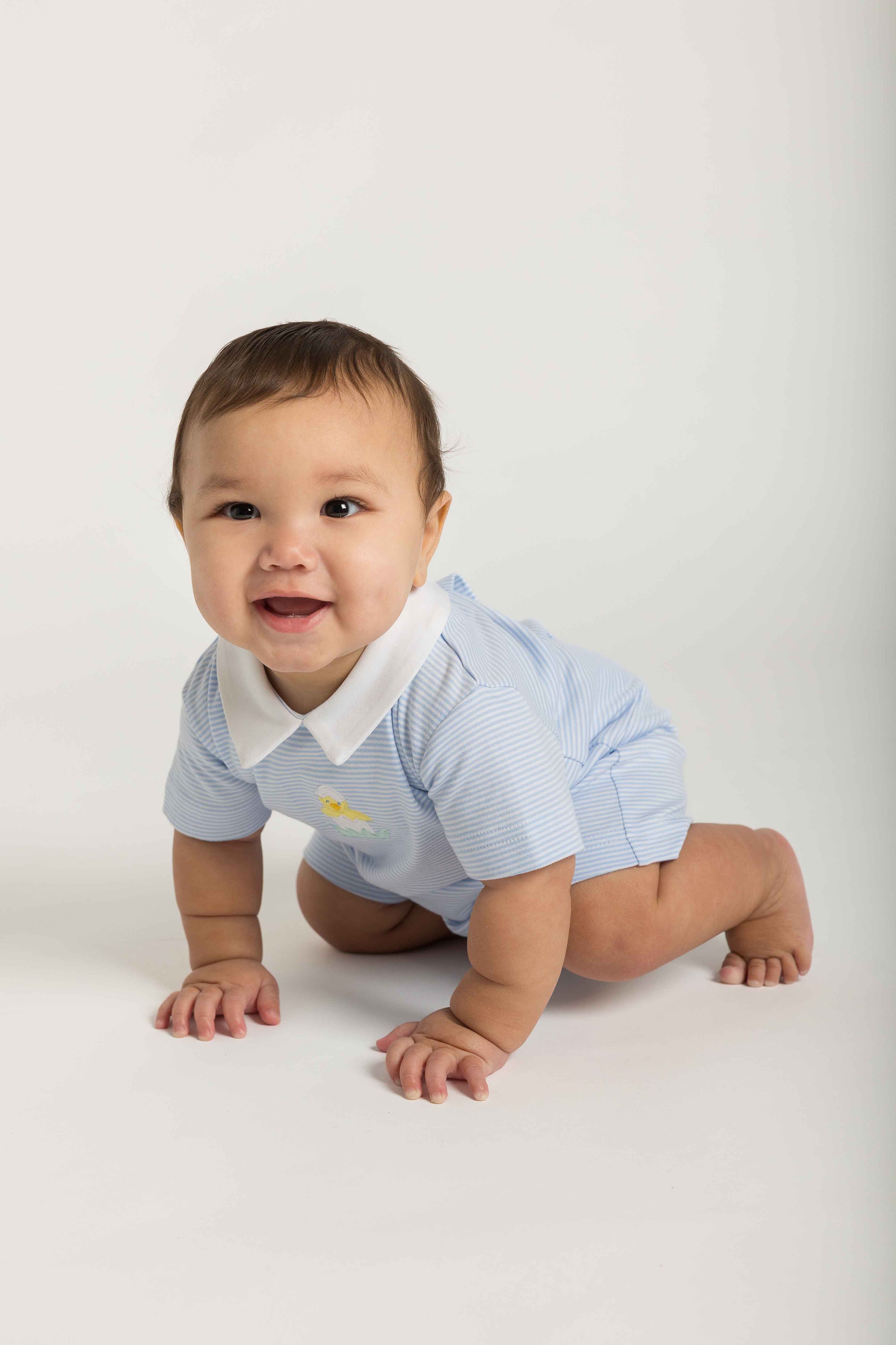 Stripe Knit Shortall With Chick